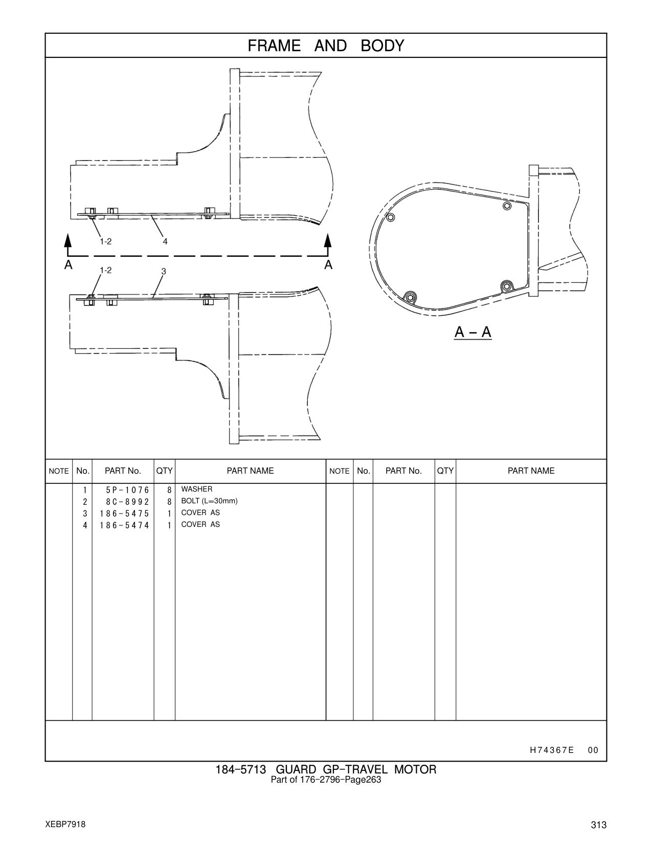 186-5475 COVER AS CAT parts manual diagram