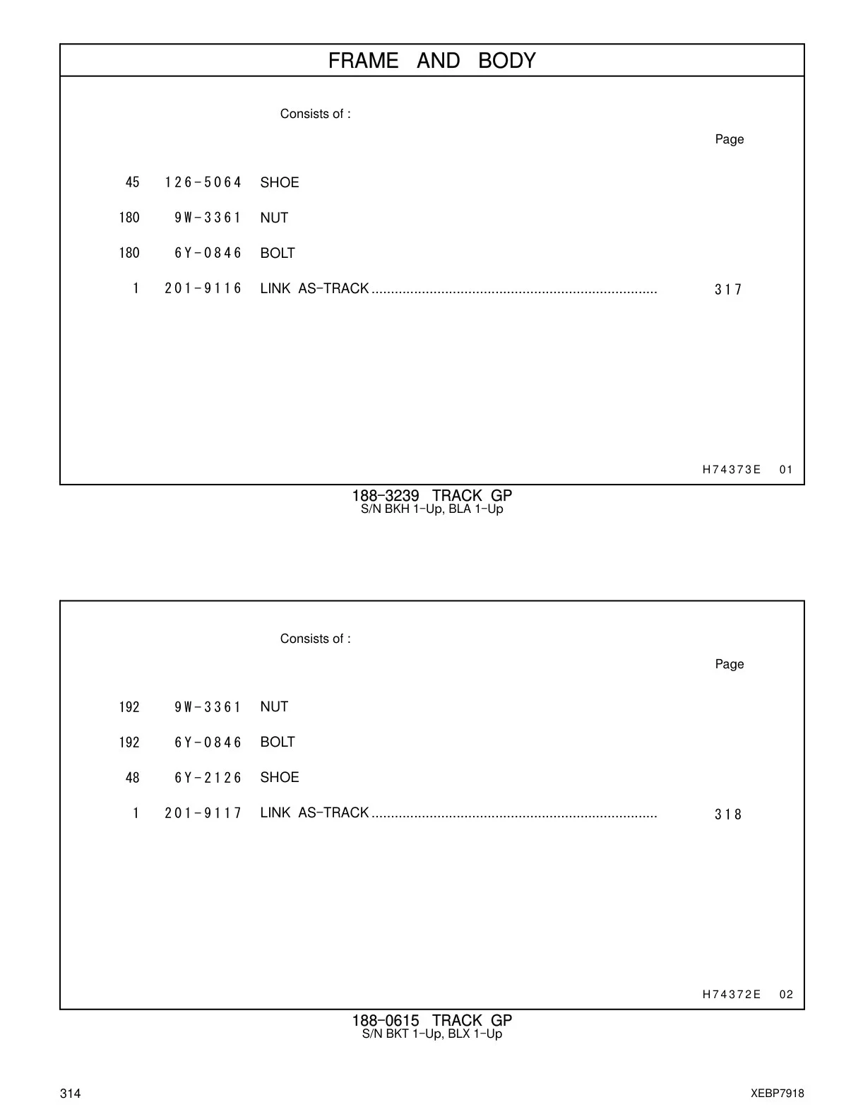 6Y-2126 SHOE CAT parts manual diagram