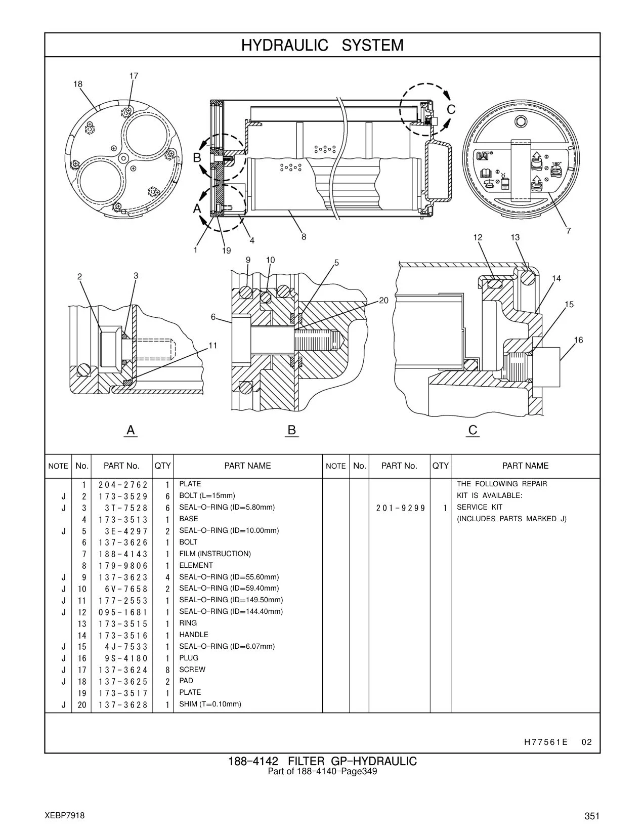 179-9806 ELEMENT CAT parts manual diagram