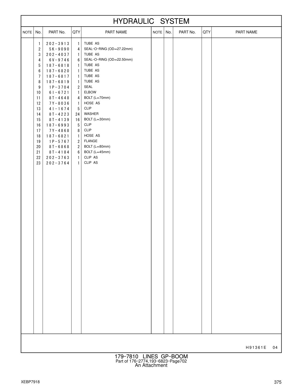 7Y-4868 CLIP CAT parts manual diagram