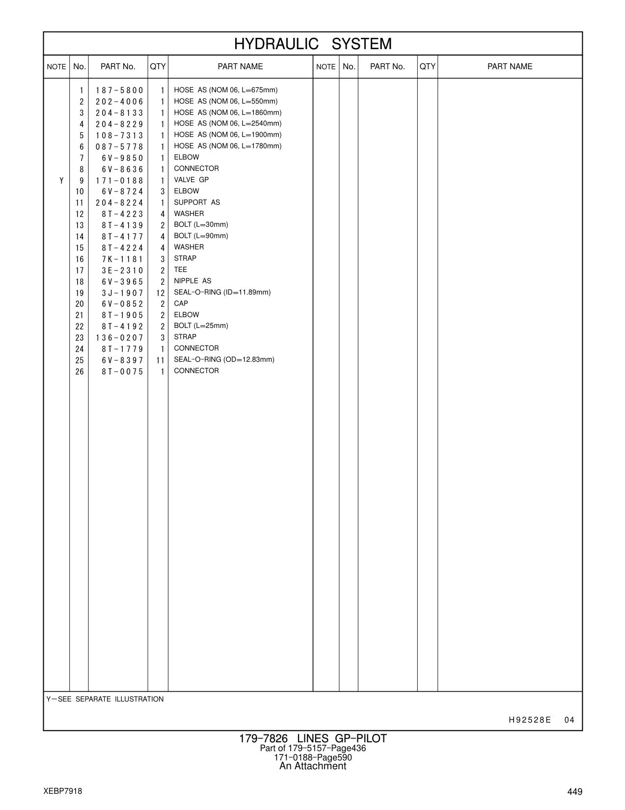 204-8133 HOSE AS (NOM 06, L=1860mm) CAT parts manual diagram