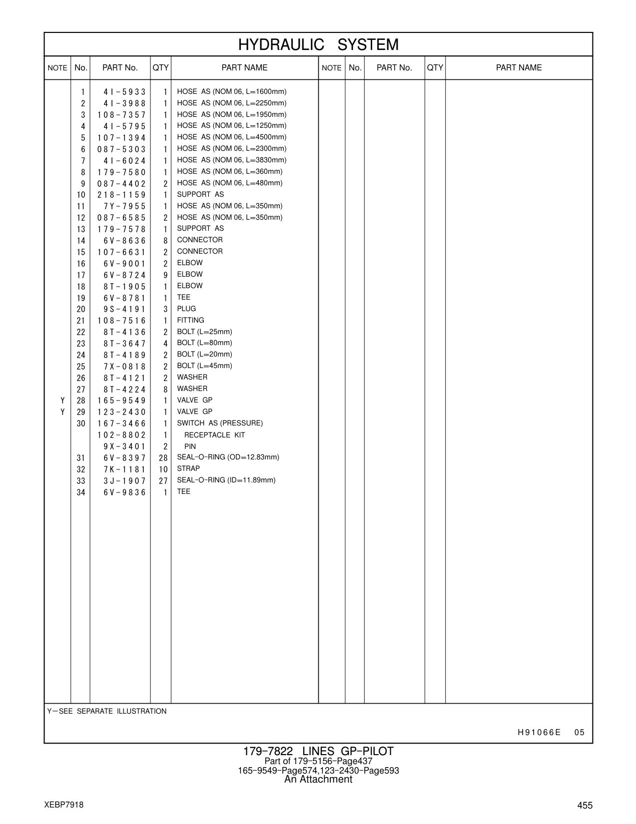 108-7357 HOSE AS (NOM 06, L=1950mm) CAT parts manual diagram