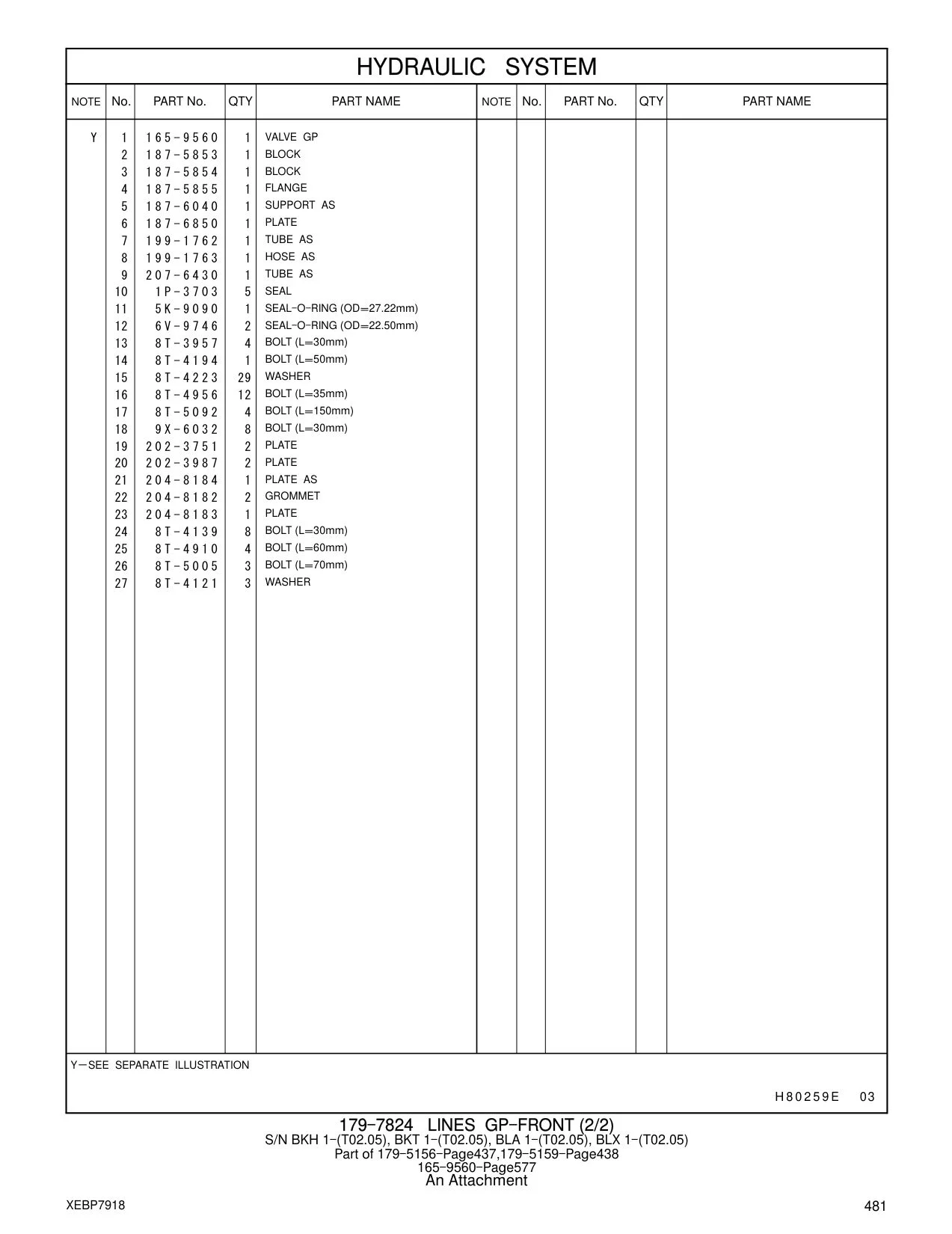 187-5853 BLOCK CAT parts manual diagram