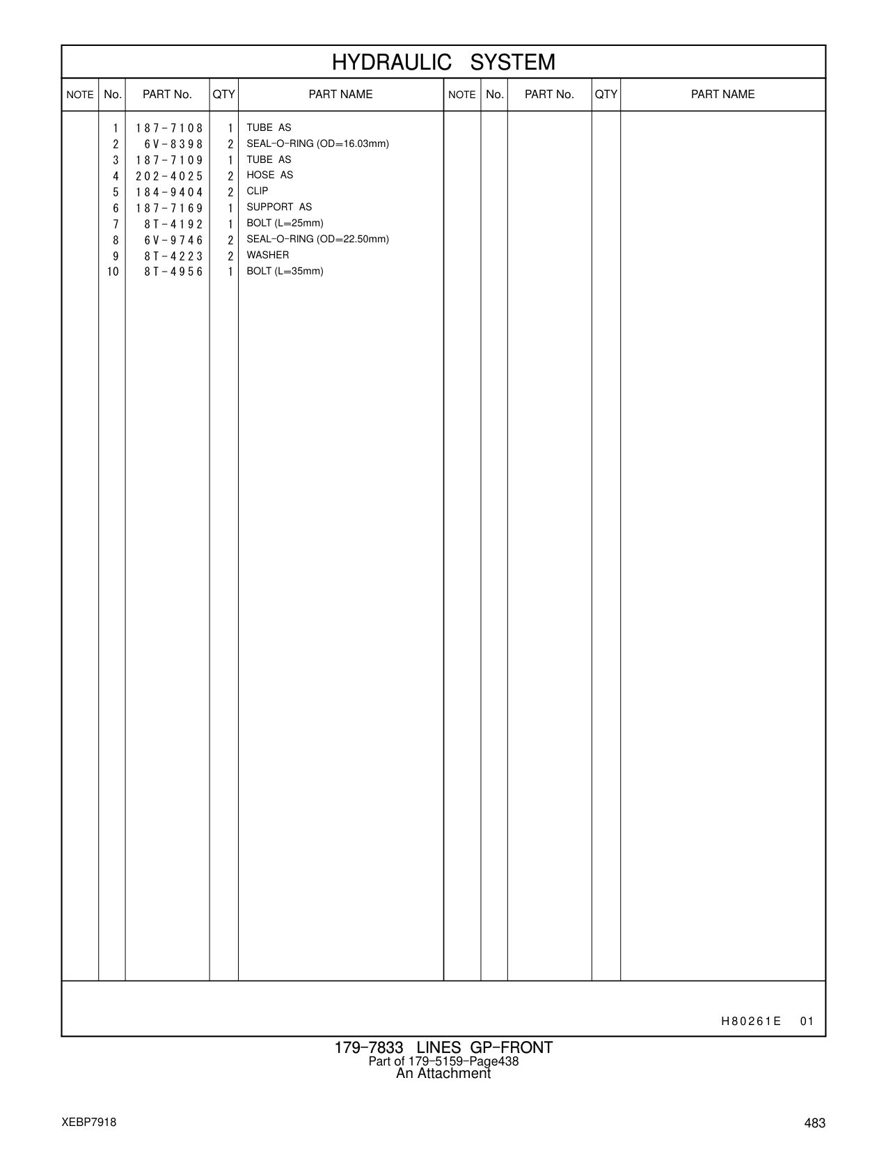 187-7108 TUBE AS CAT parts manual diagram