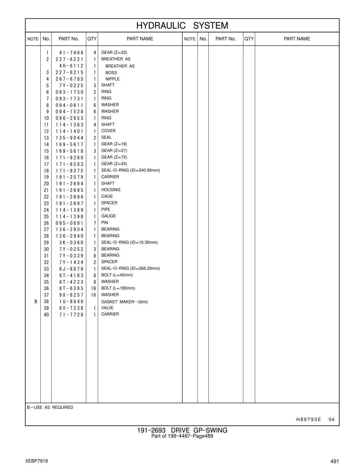 094-0611 WASHER CAT parts manual diagram