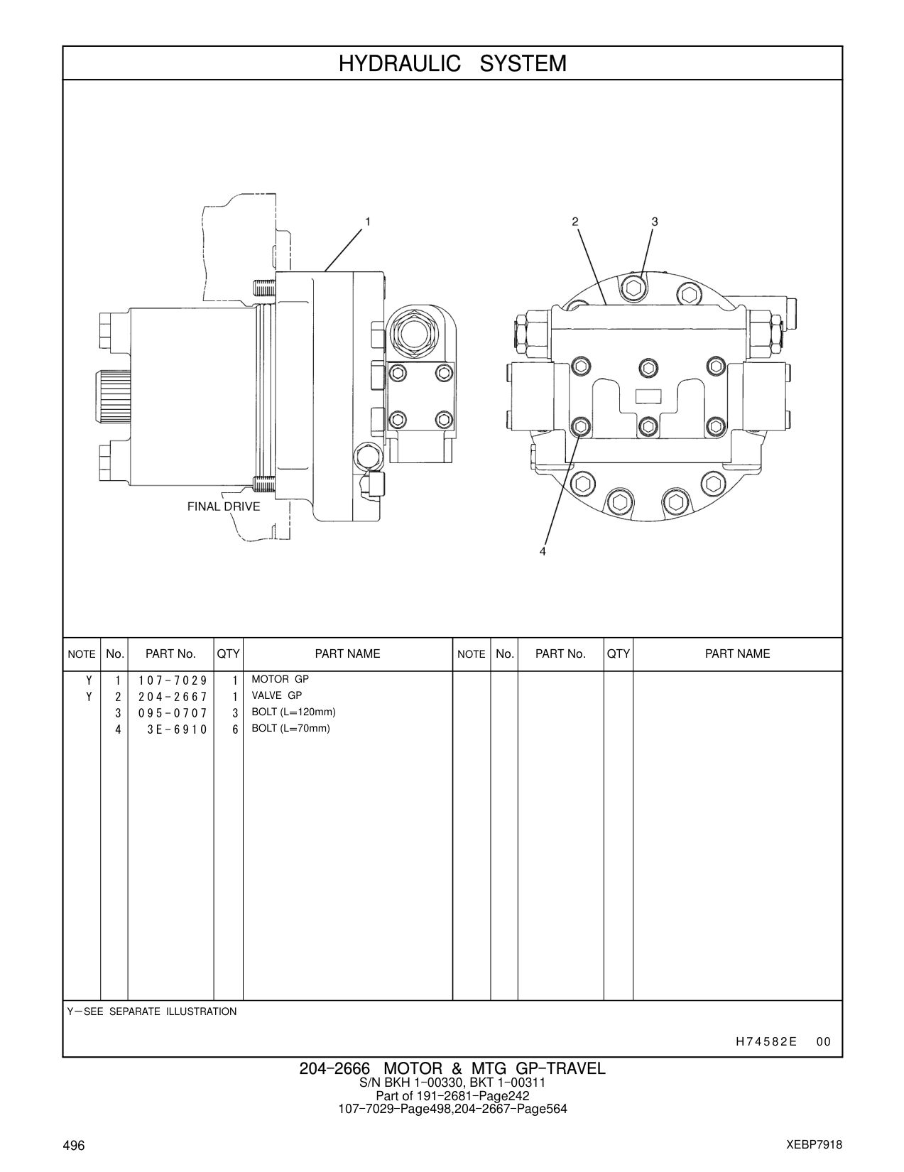 3E-6910 BOLT (L=70mm) CAT parts manual diagram