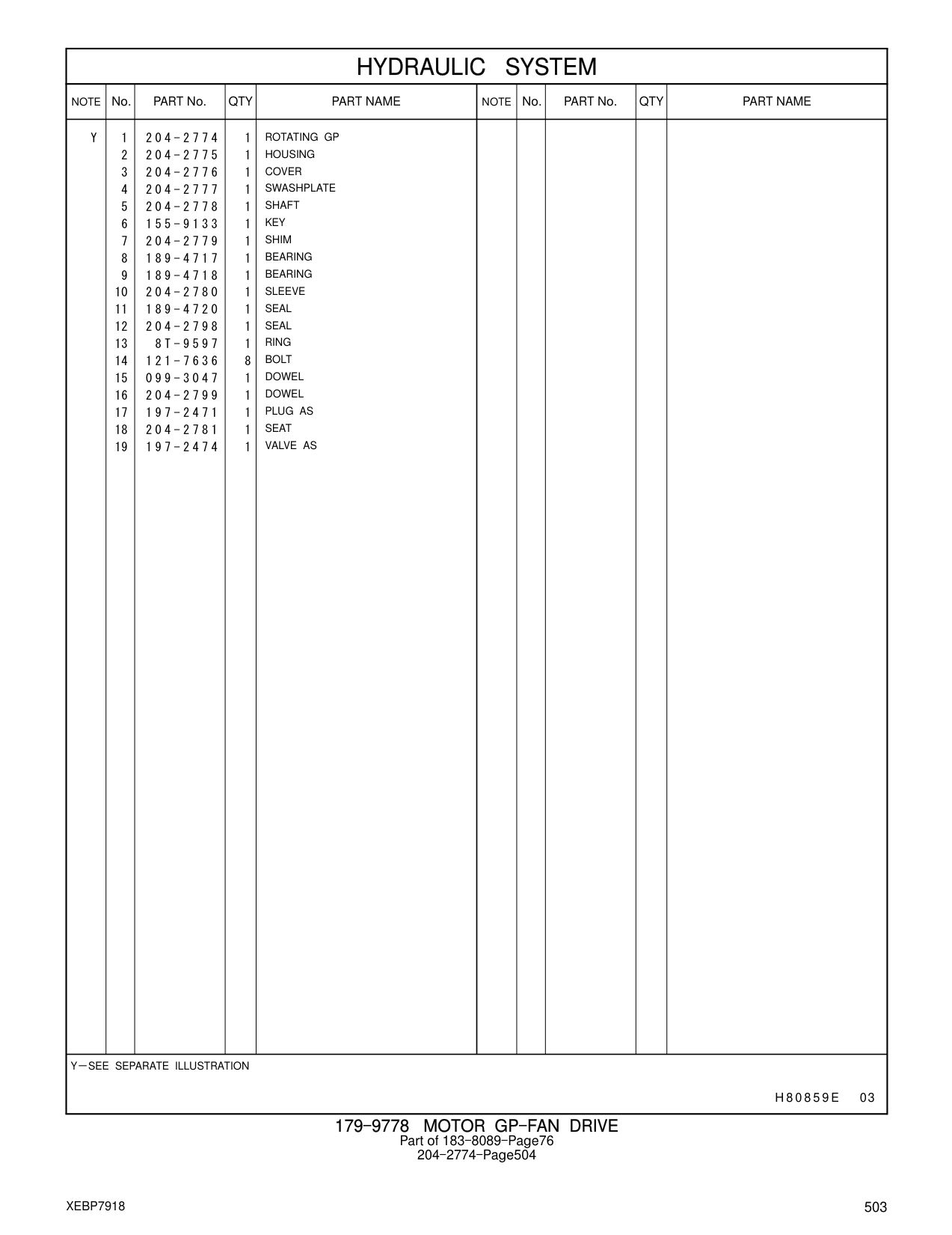 204-2778 SHAFT CAT parts manual diagram