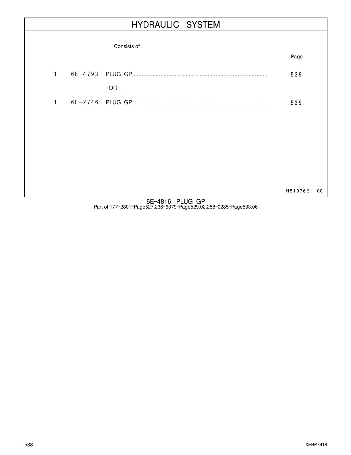 6E-2746 PLUG GP CAT parts manual diagram