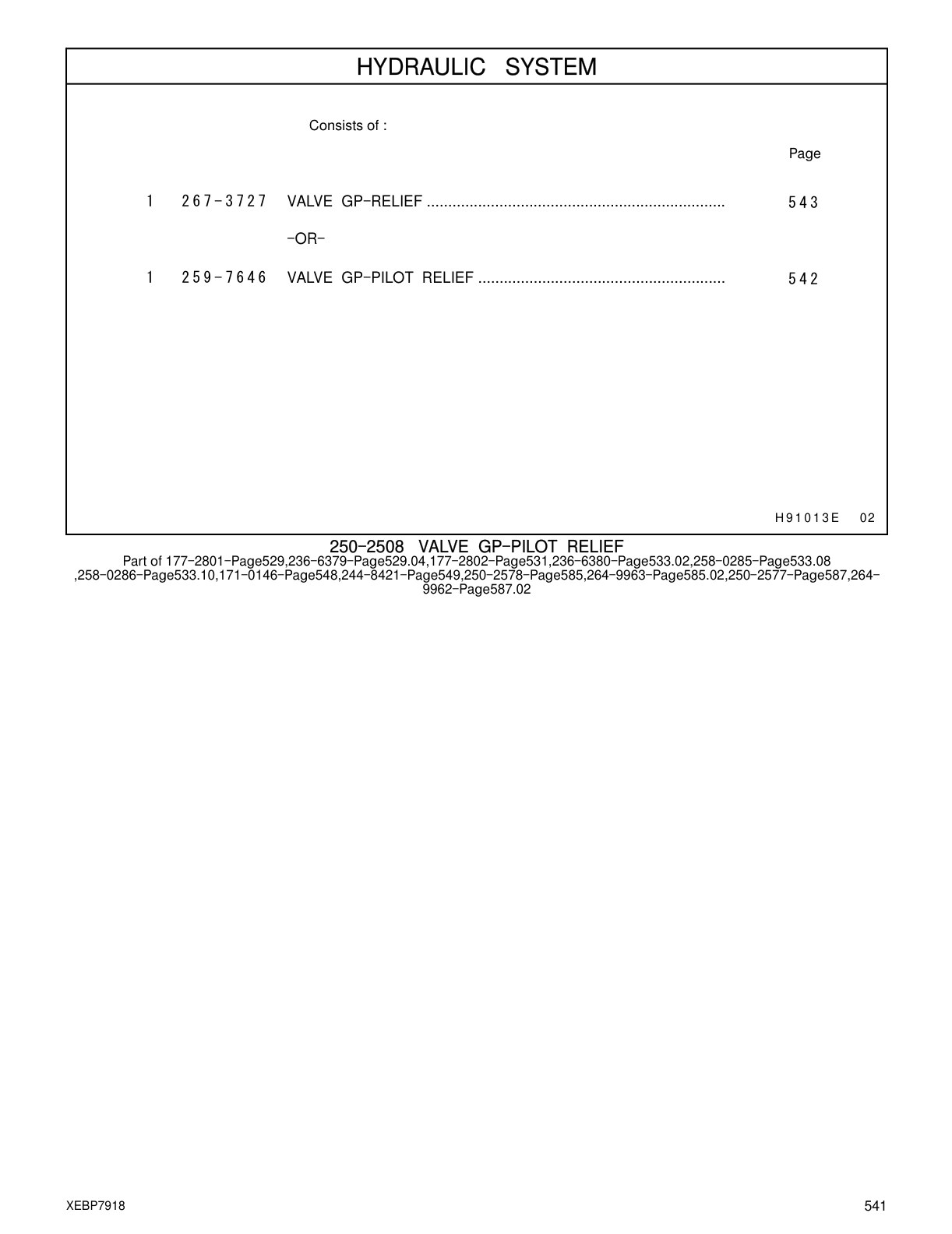 259-7646 VALVE GP-PILOT RELIEF CAT parts manual diagram