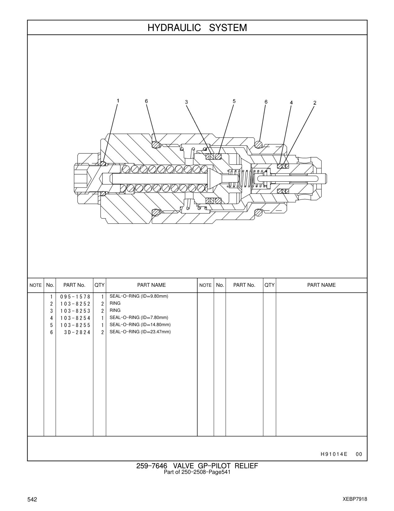 103-8254 SEAL-O-RING (ID=7.80mm) CAT parts manual diagram