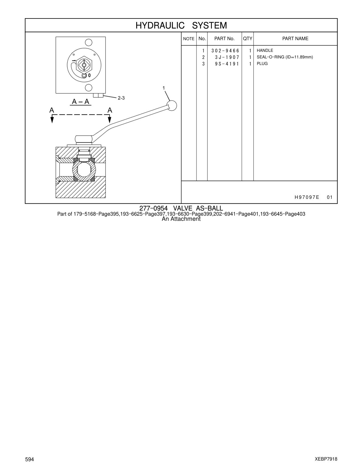 302-9466 HANDLE CAT parts manual diagram