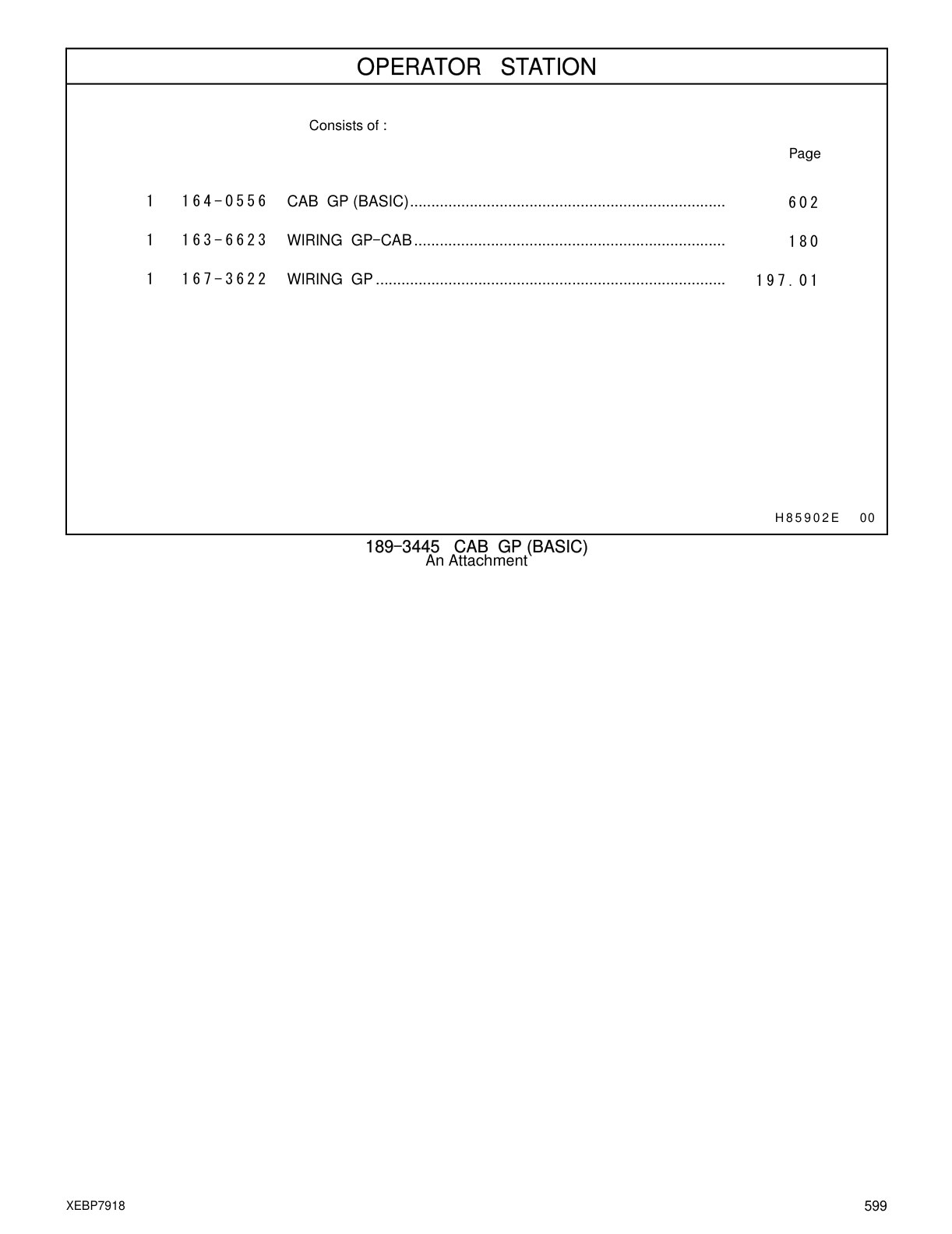 167-3622 WIRING GP CAT parts manual diagram