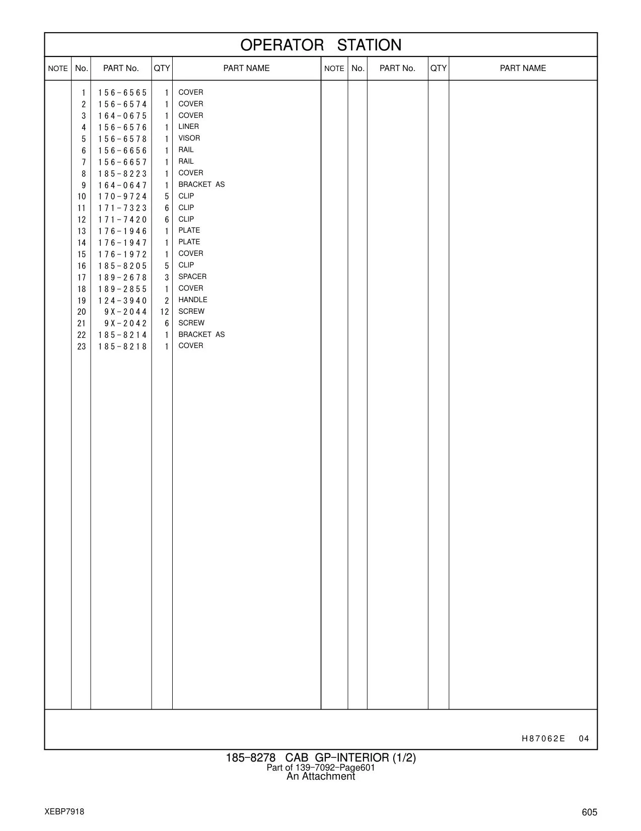 171-7323 CLIP CAT parts manual diagram