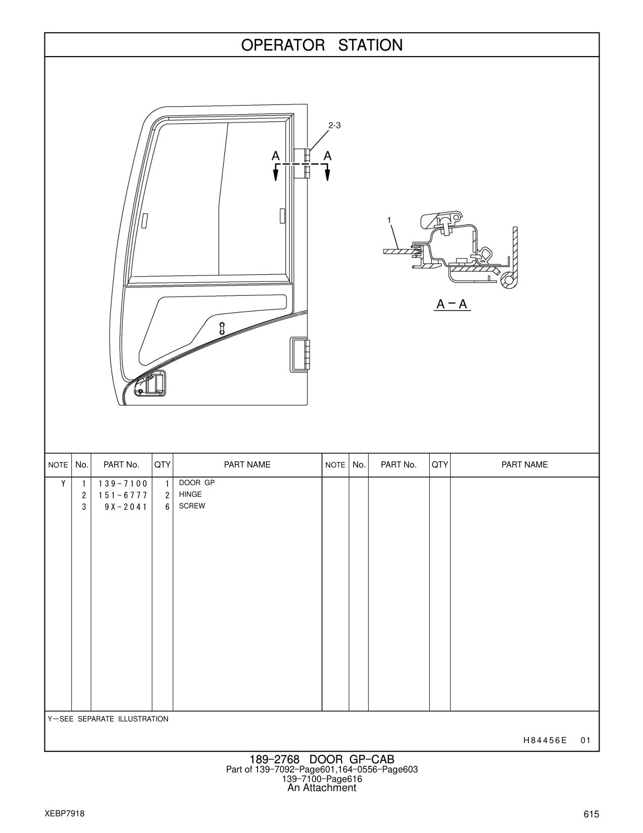 151-6777 HINGE CAT parts manual diagram