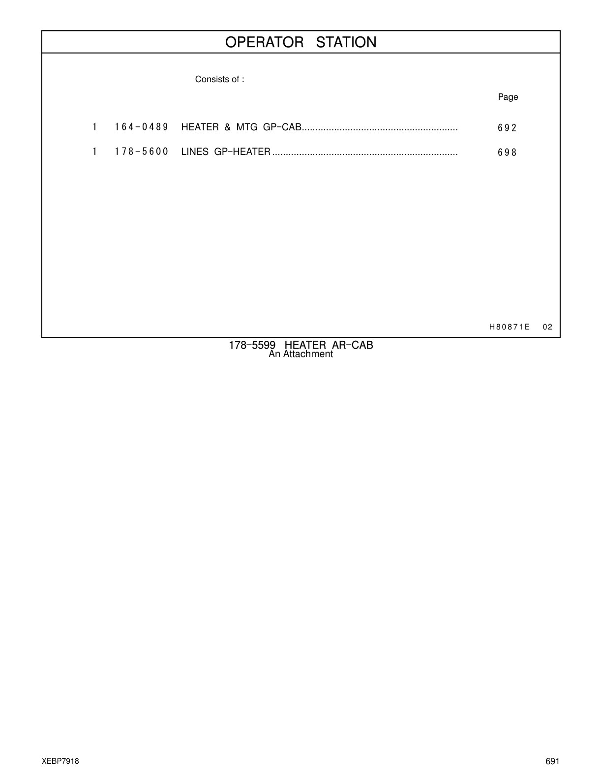 164-0489 - HEATER & MTG GP-CAB