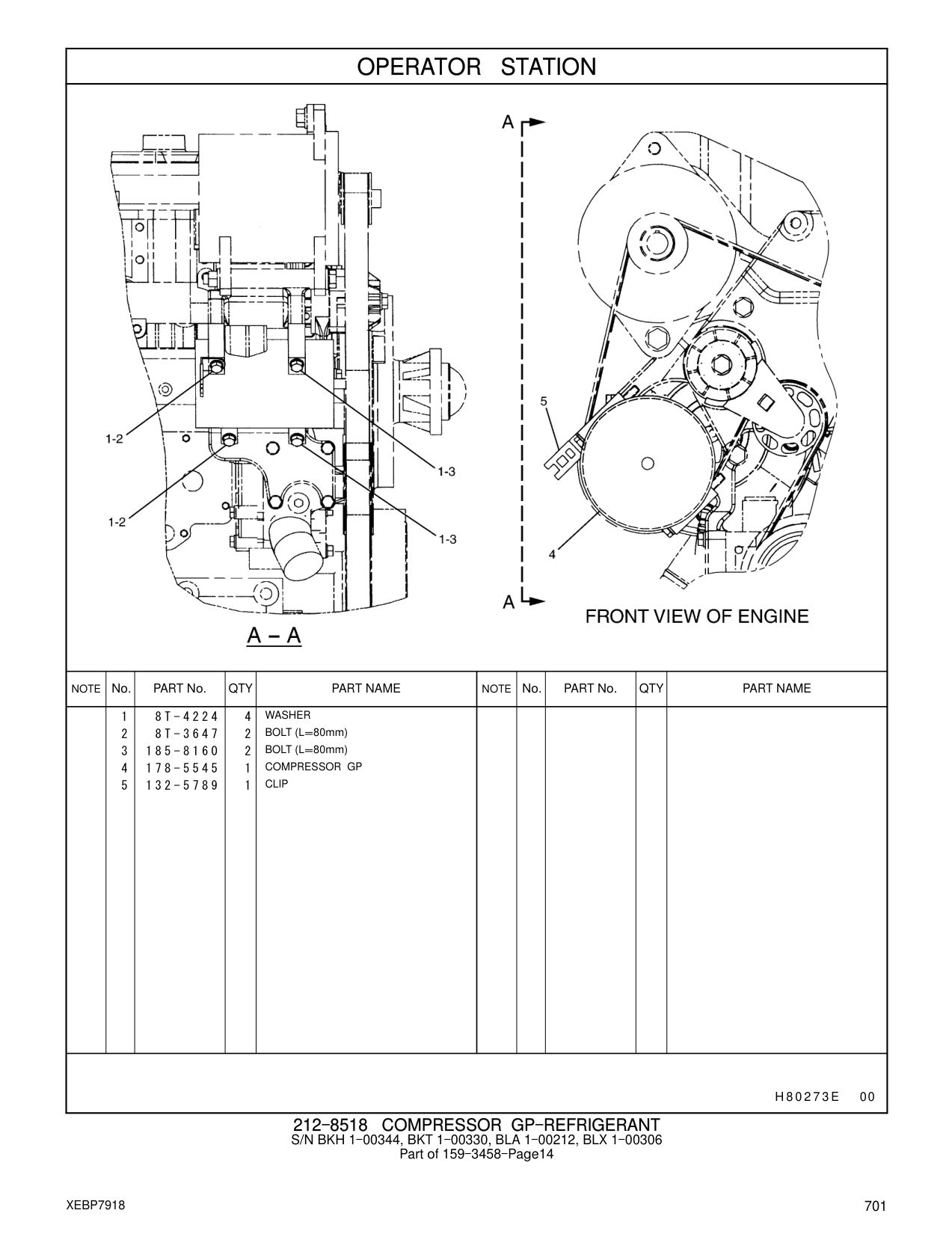 185-8160 BOLT (L=80mm) CAT parts manual diagram