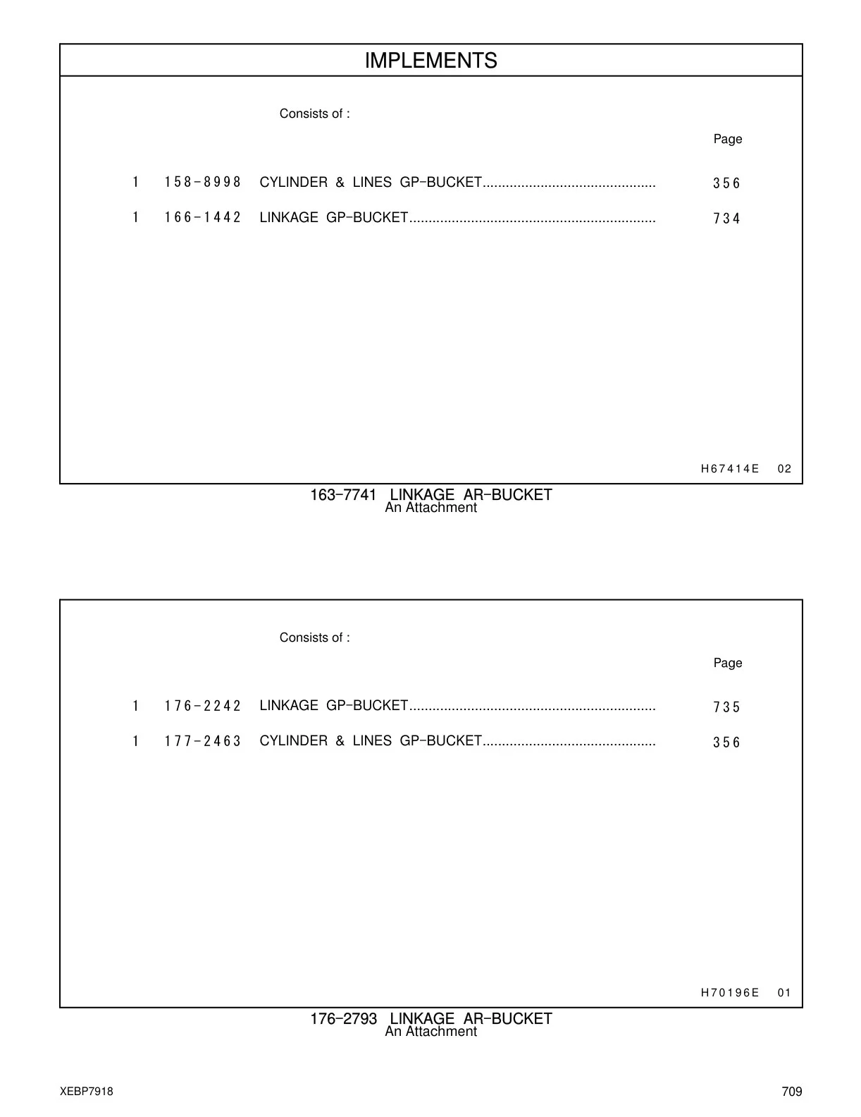 177-2463 CYLINDER & LINES GP-BUCKET CAT parts manual diagram