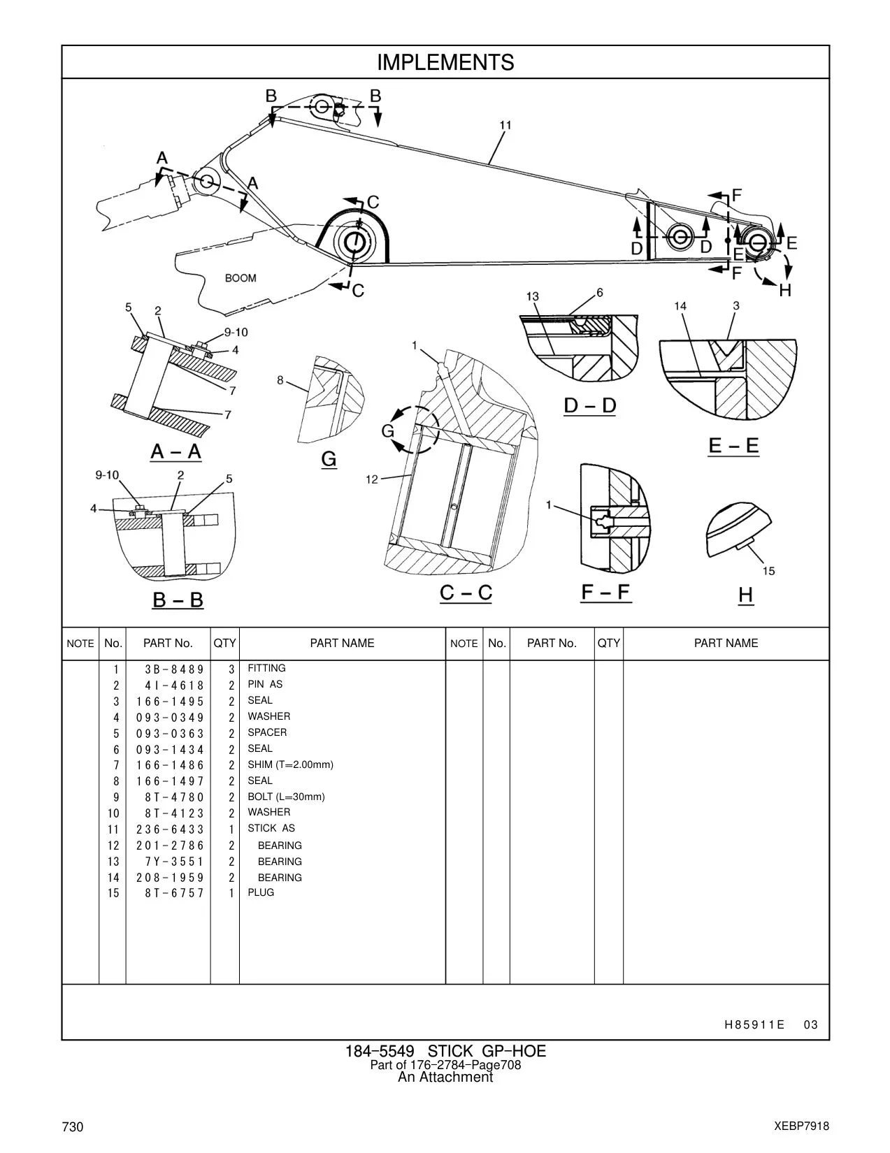 236-6433 STICK AS CAT parts manual diagram