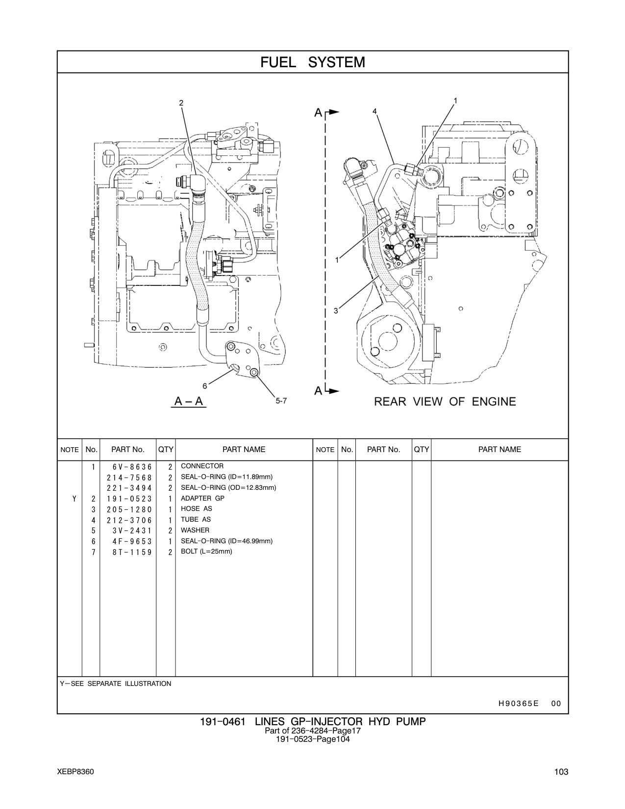 212-3706 TUBE AS CAT parts manual diagram