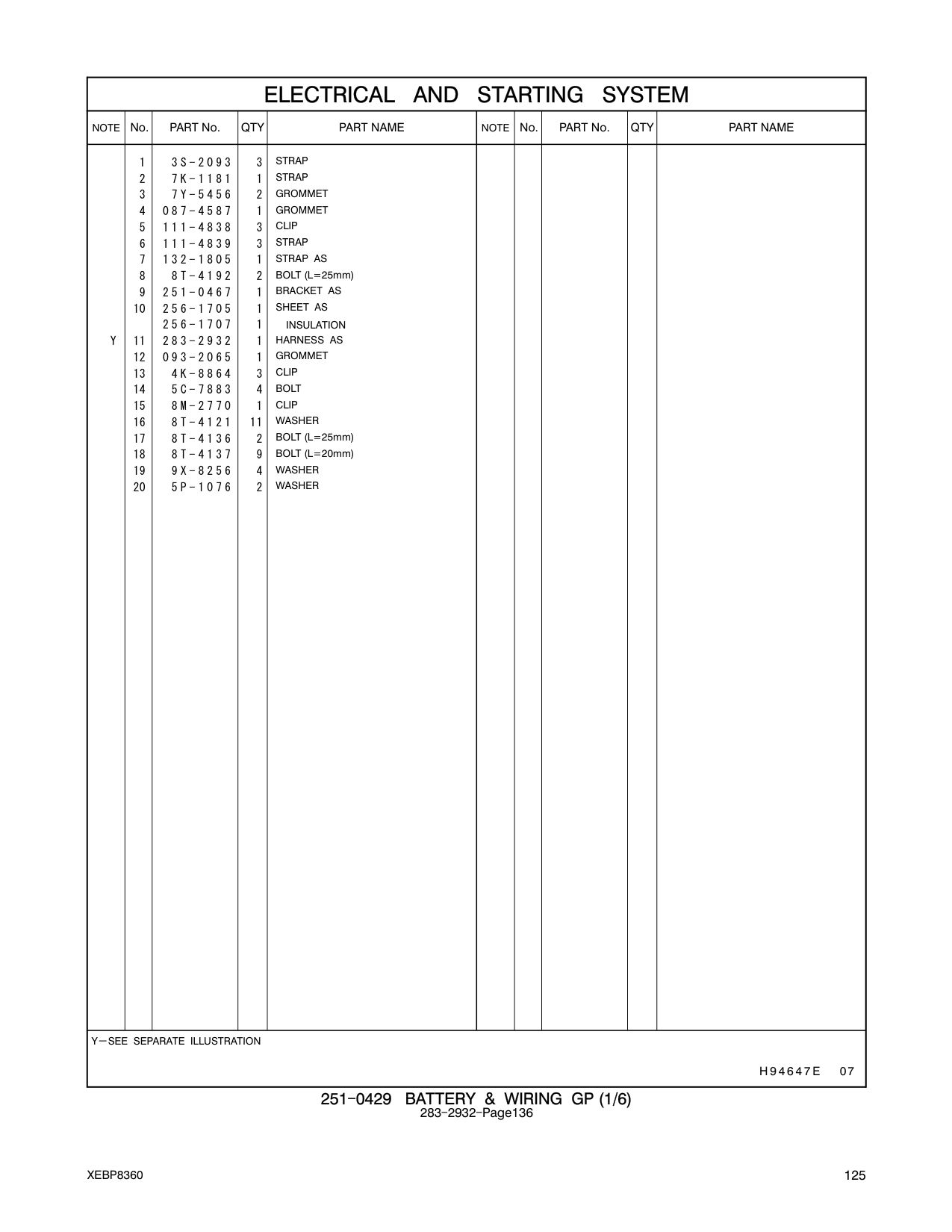 256-1705 SHEET AS CAT parts manual diagram