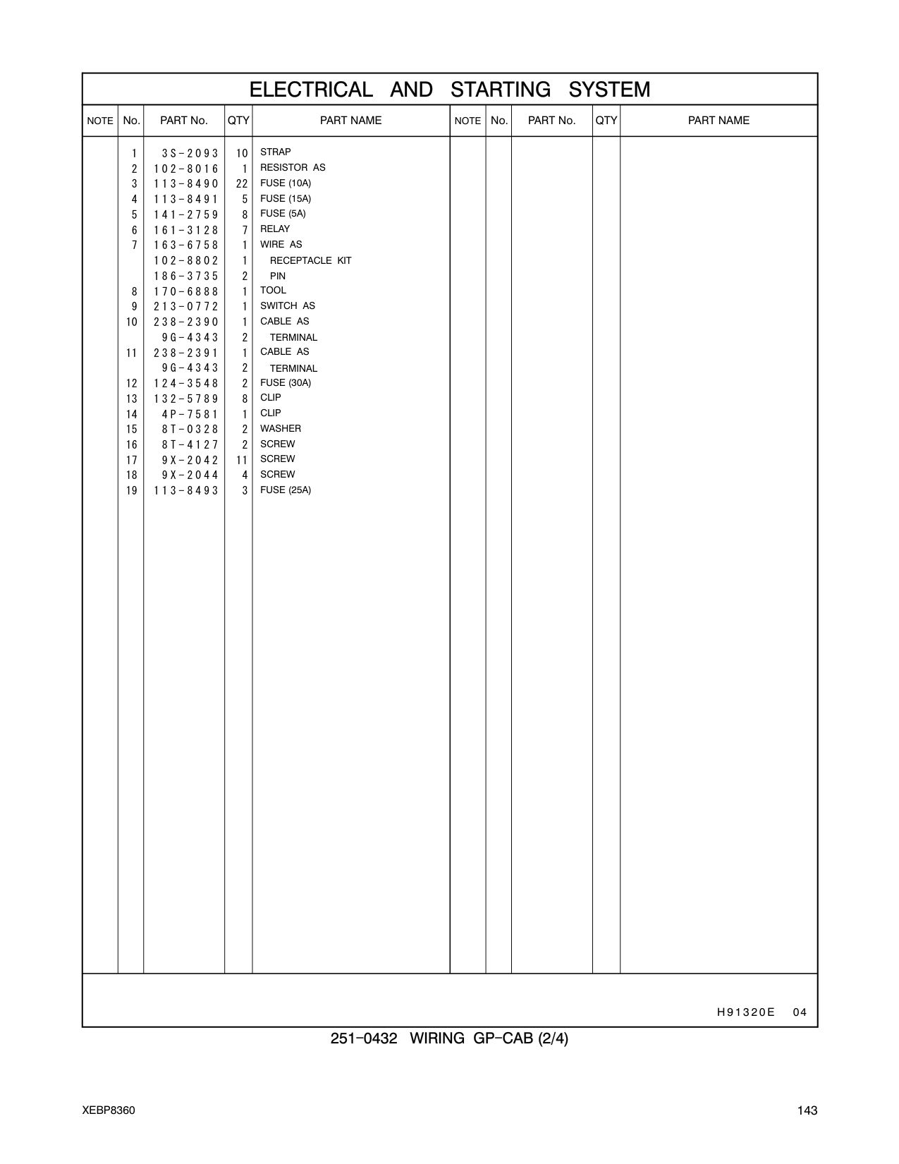 238-2390 CABLE AS CAT parts manual diagram