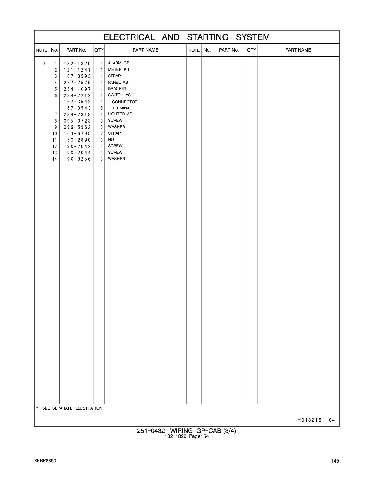 121-1241 METER KIT CAT parts manual diagram