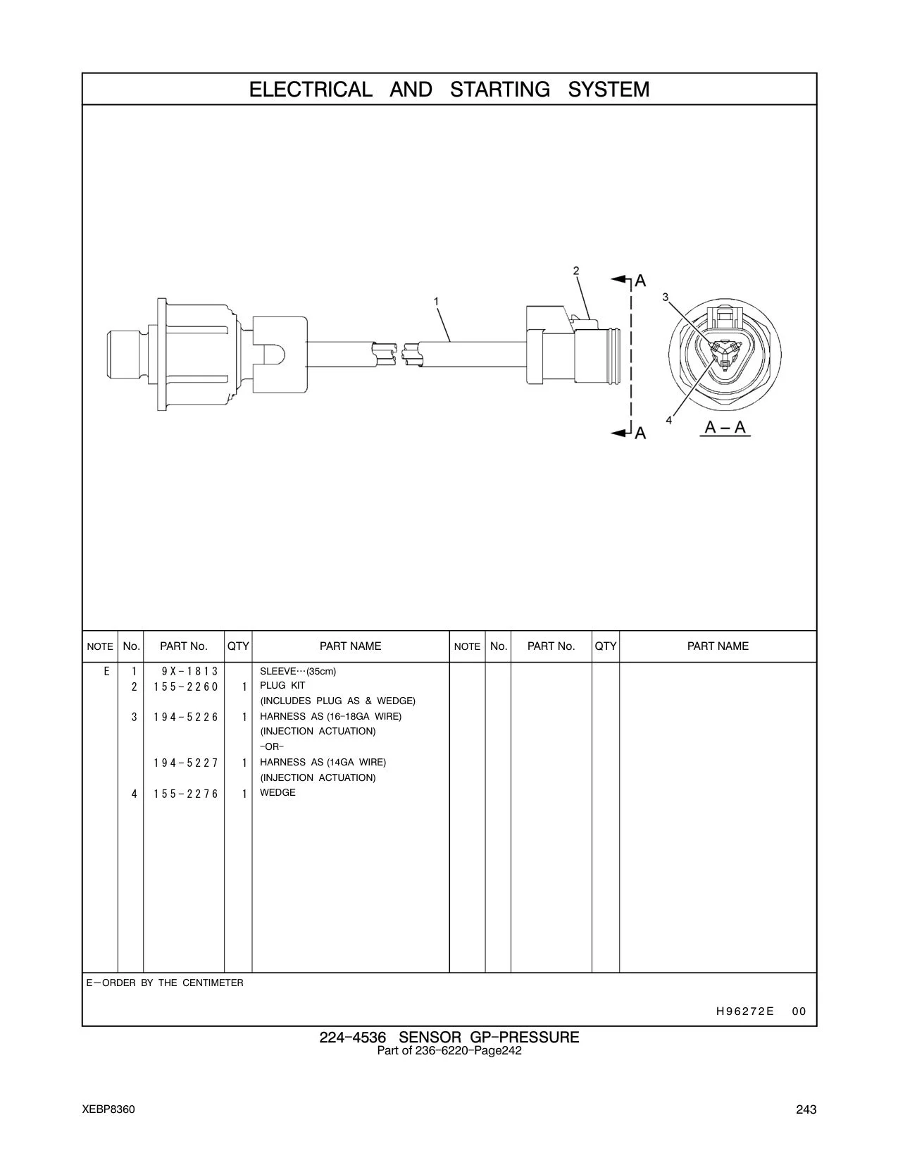 194-5226 WIRE AS (16-GA) CAT parts manual diagram