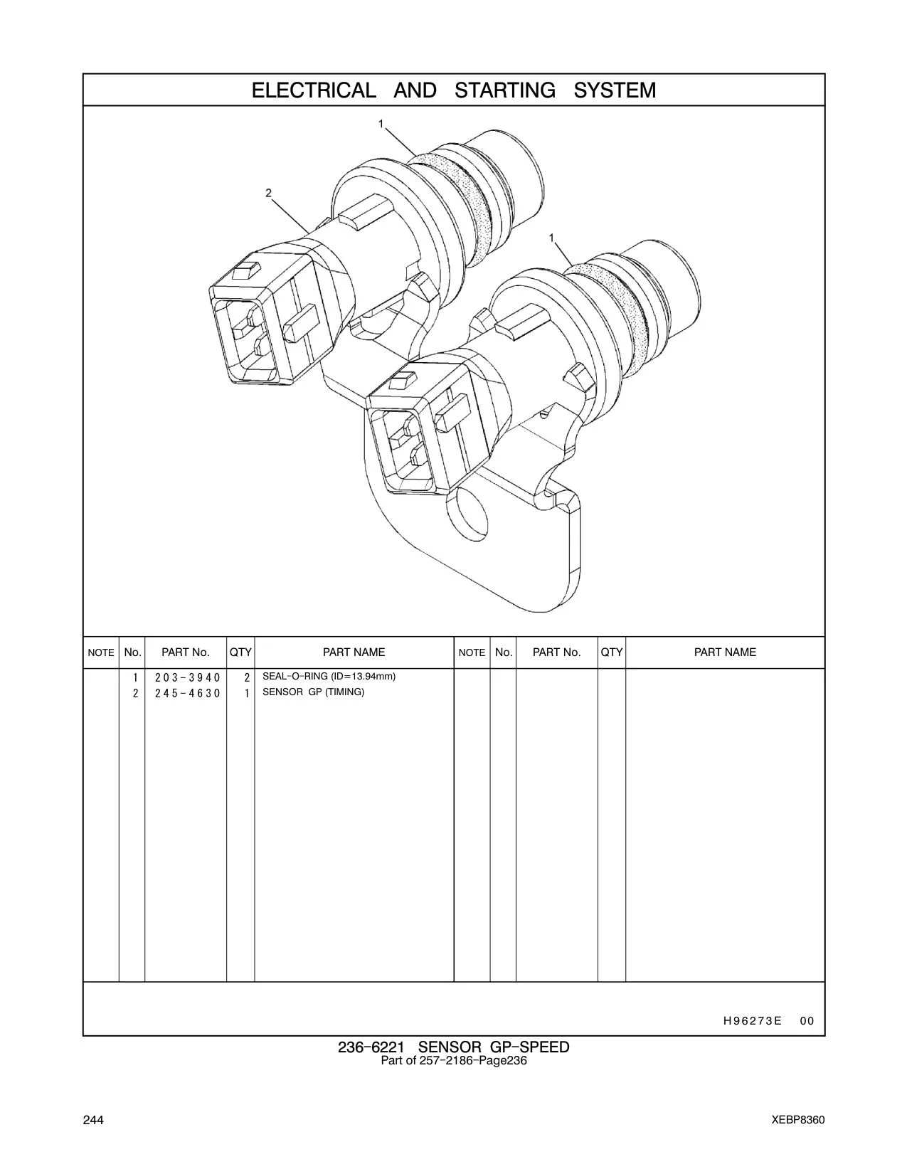 203-3940 SEAL-O-RING CAT parts manual diagram