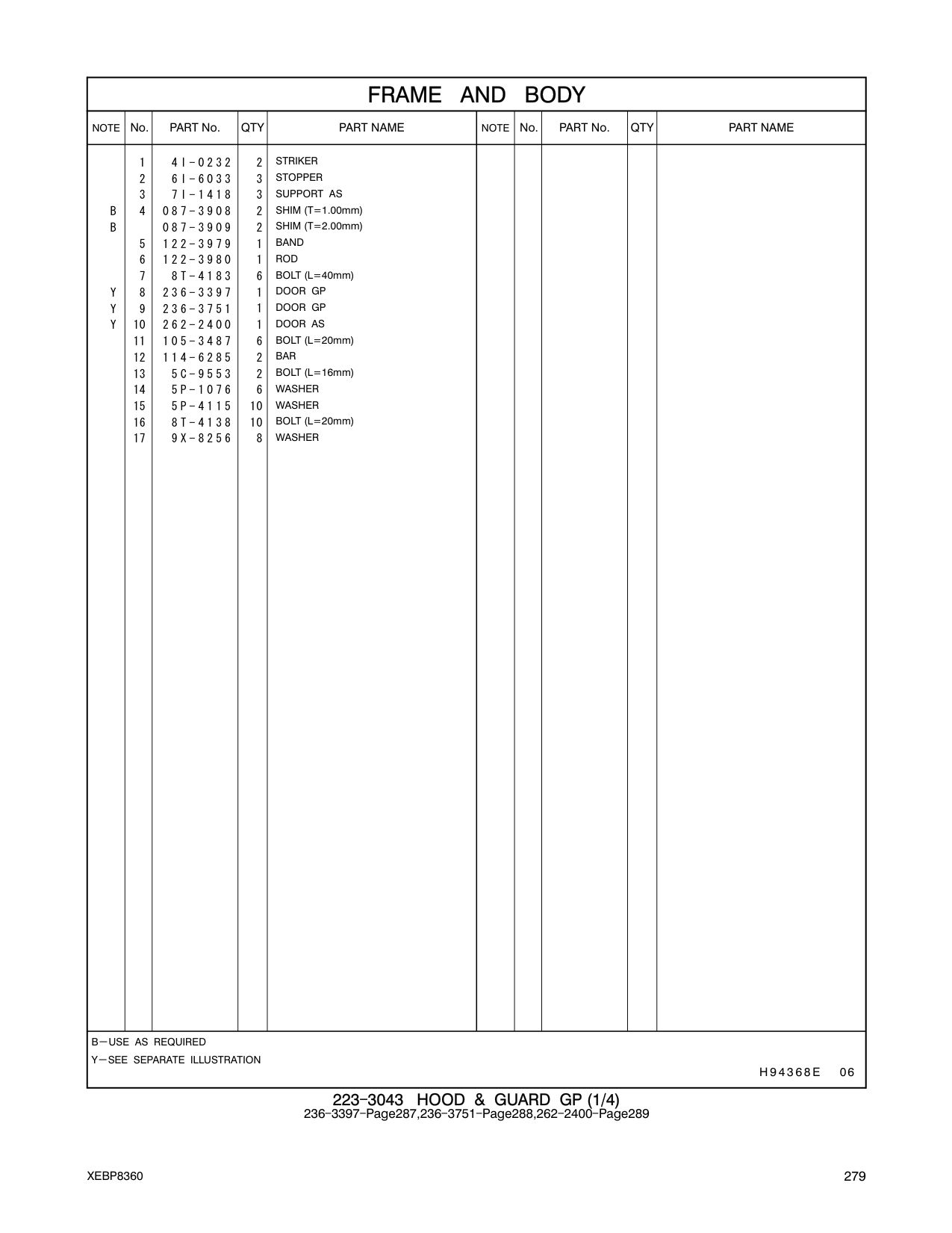 262-2400 DOOR AS CAT parts manual diagram