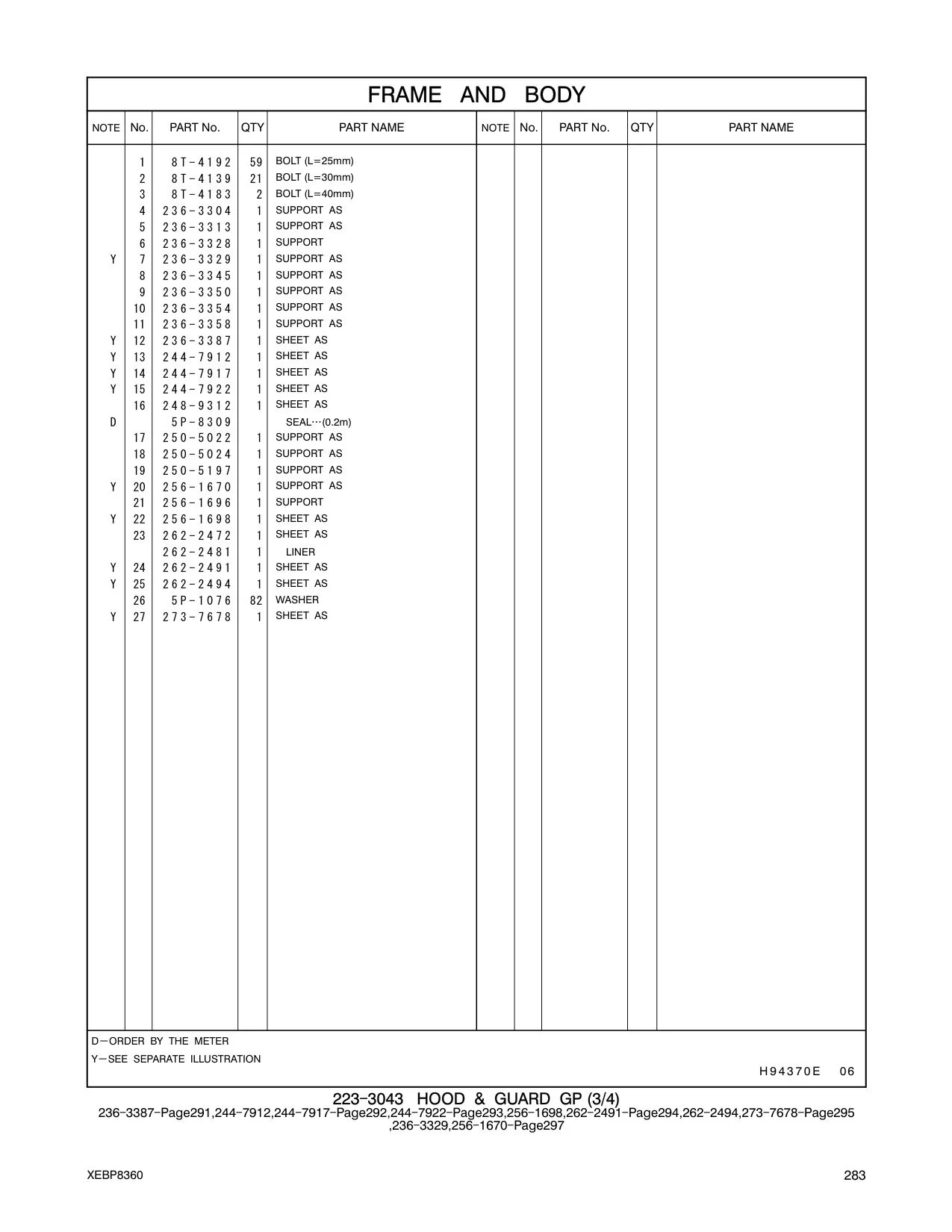 256-1698 SHEET AS CAT parts manual diagram