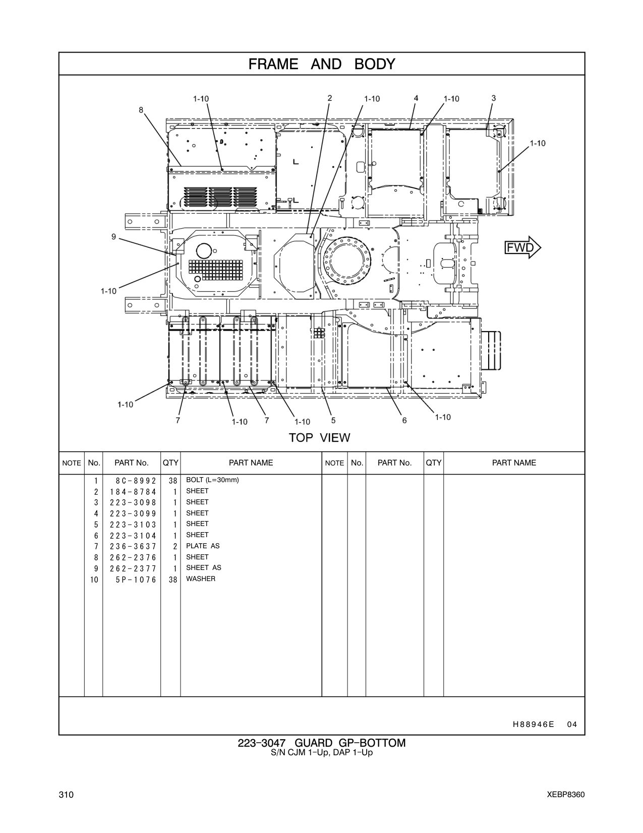 223-3098 SHEET CAT parts manual diagram