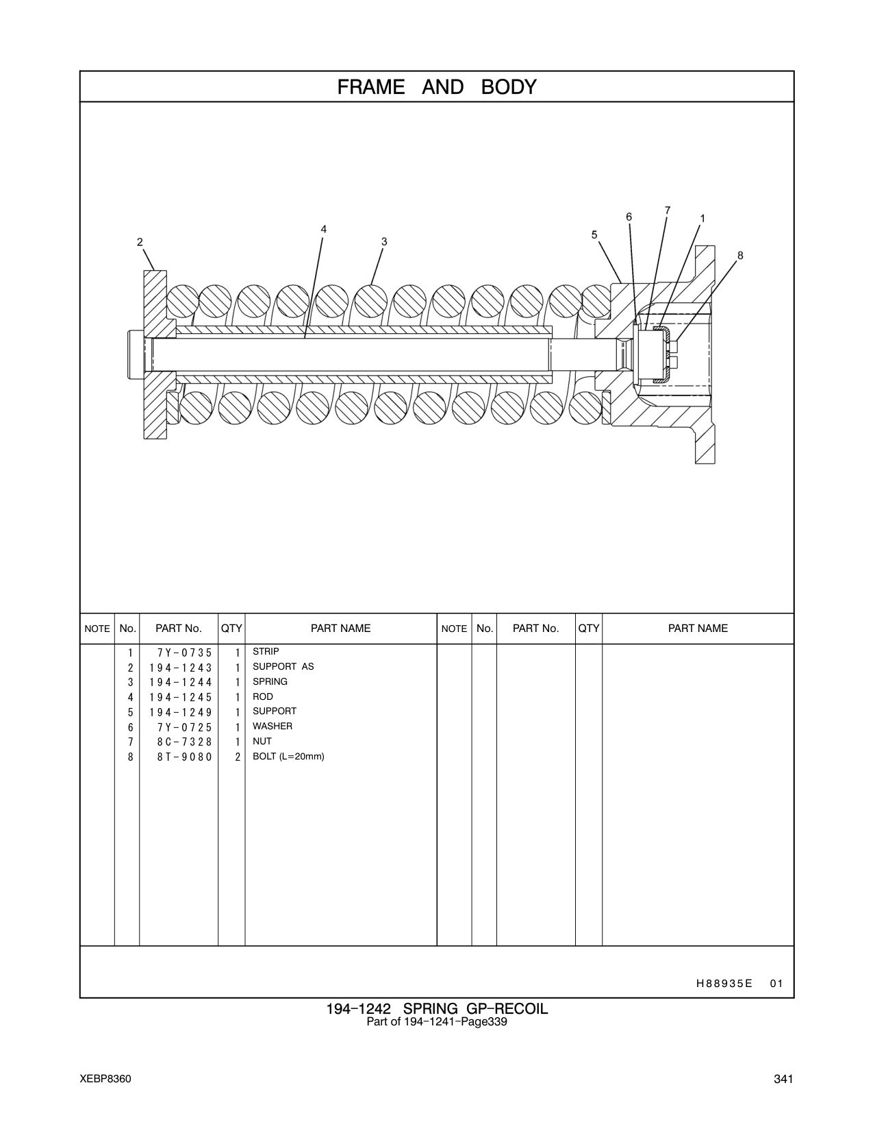 194-1243 SUPPORT AS CAT parts manual diagram