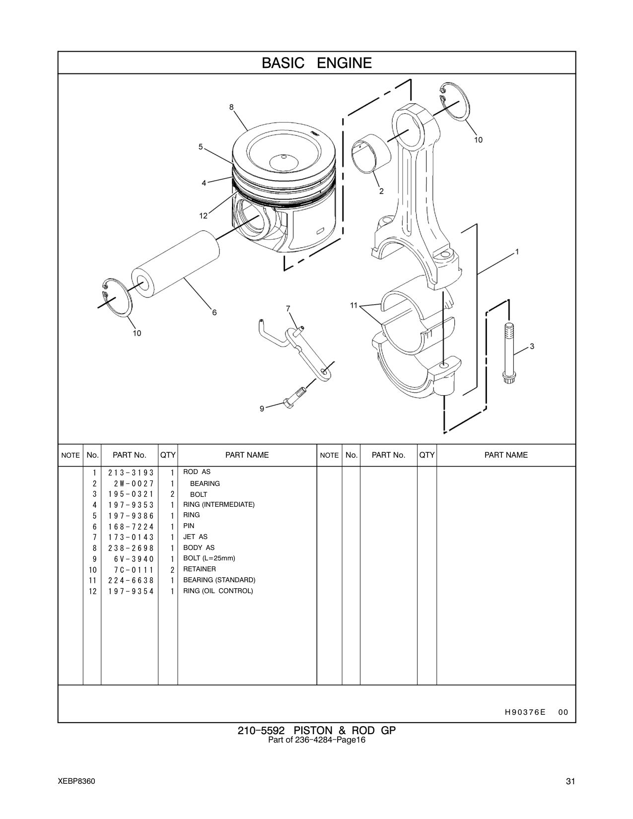 224-6638 BEARING-CONNECTINGROD(STANDARD) CAT parts manual diagram