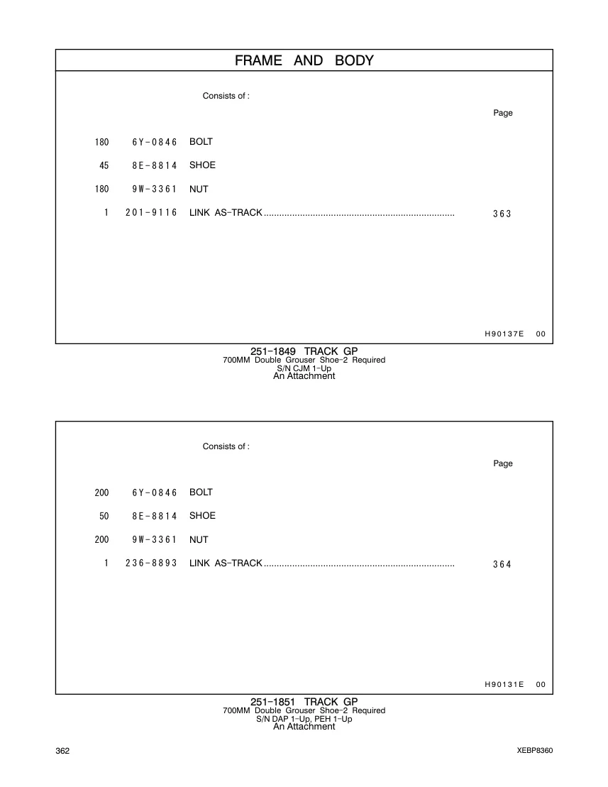 8E-8814 SHOE CAT parts manual diagram