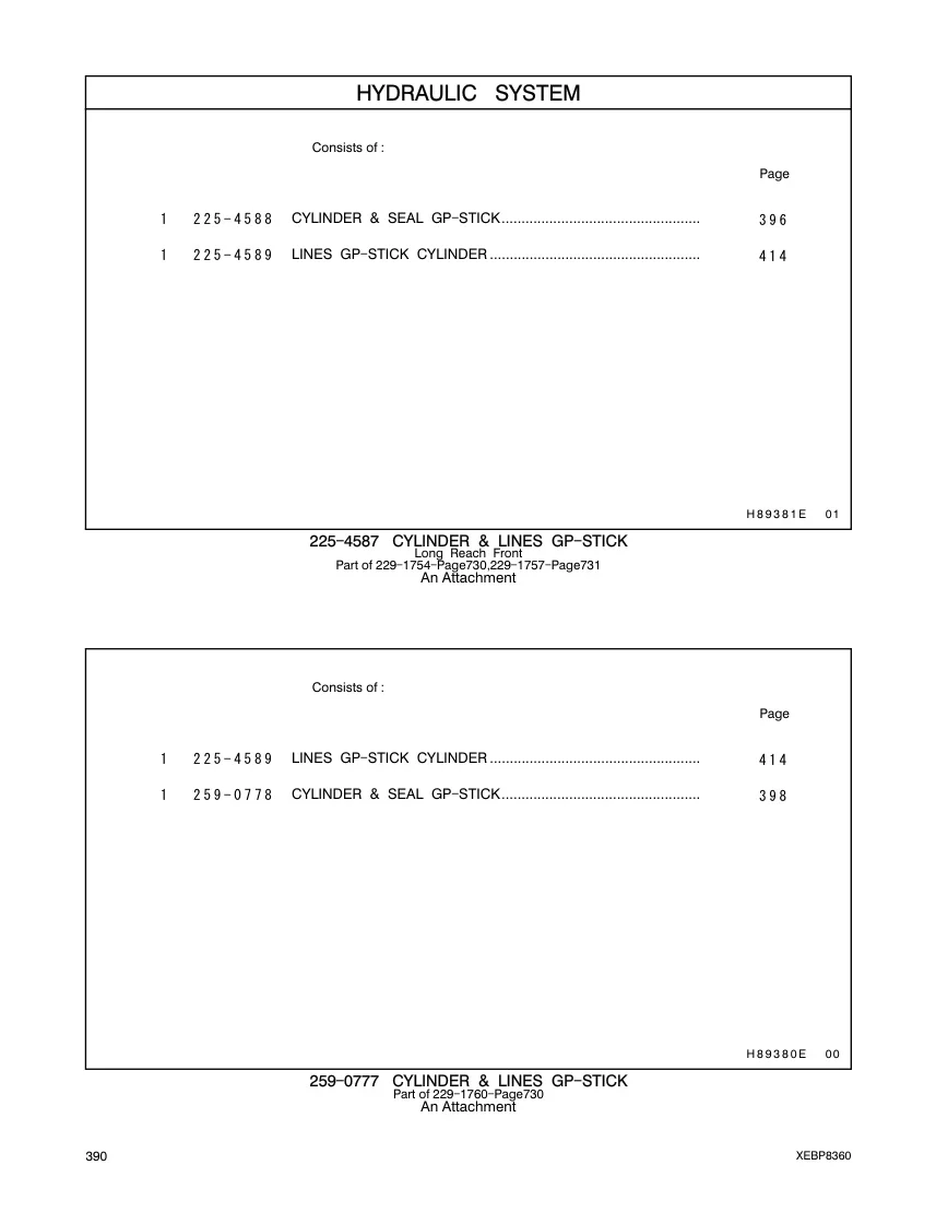 259-0778 CYLINDER & SEAL GP-STICK CAT parts manual diagram