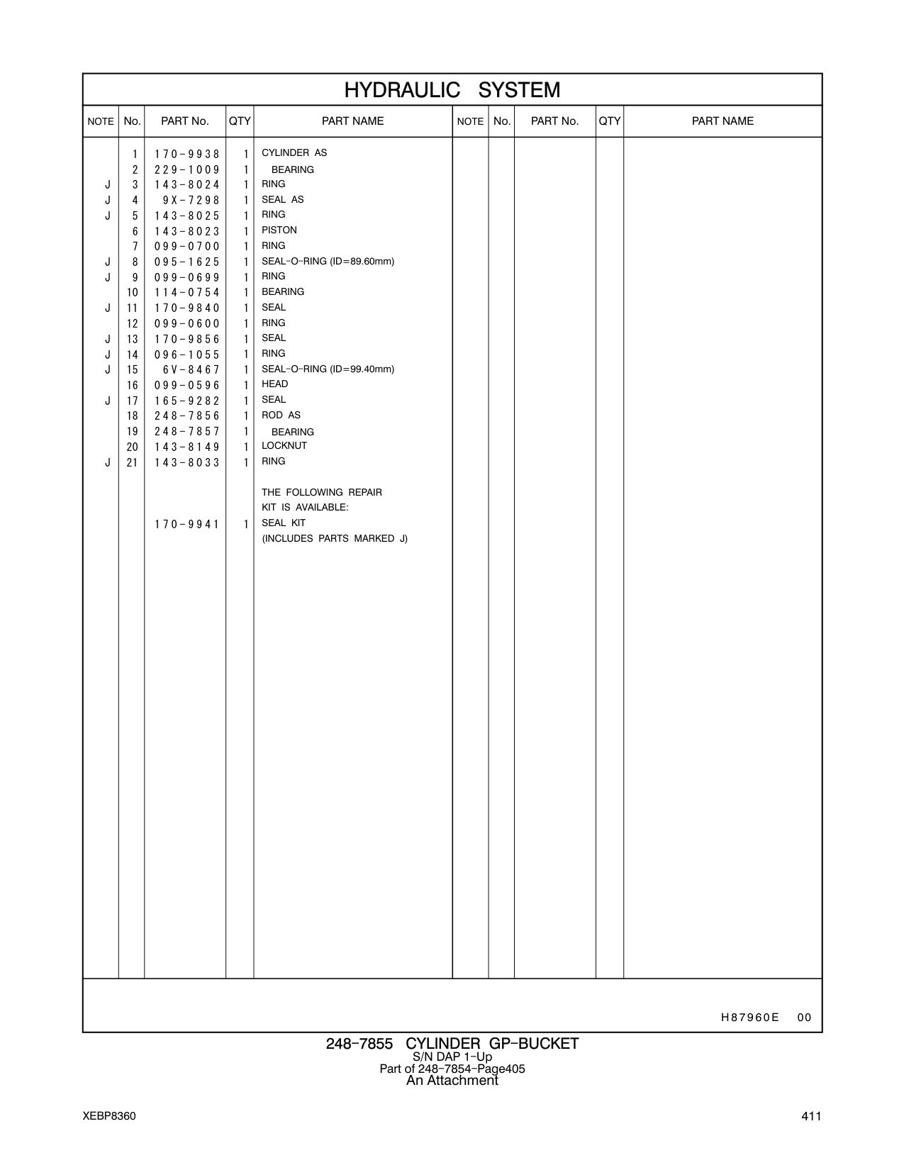 099-0596 HEAD CAT parts manual diagram