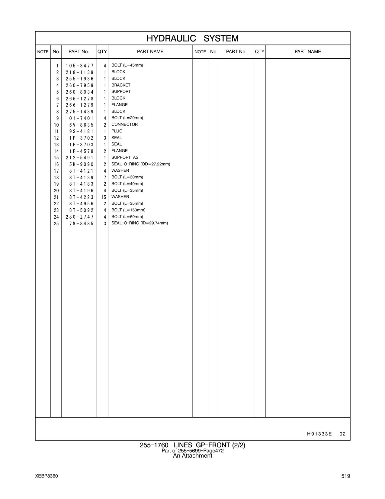 266-1278 BLOCK CAT parts manual diagram