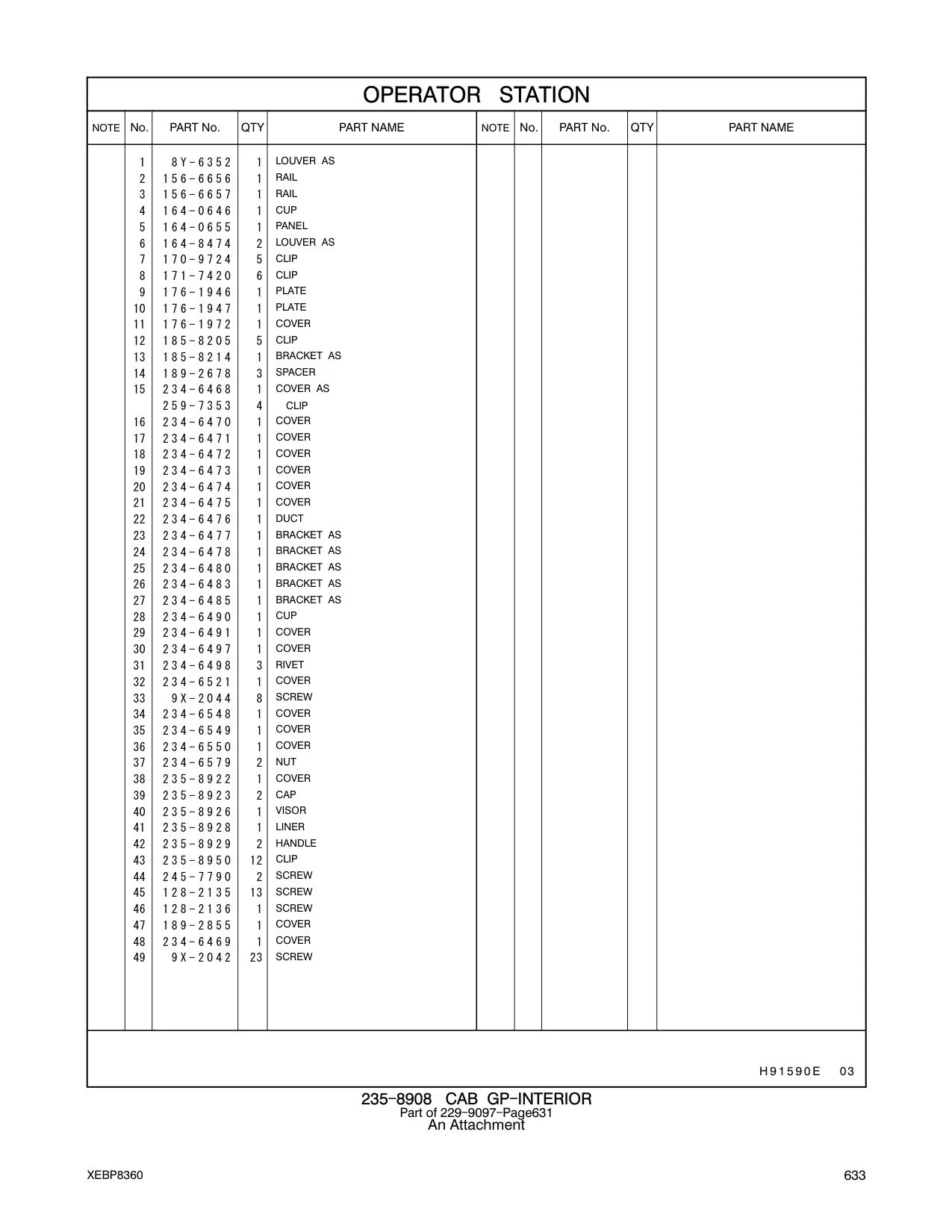 234-6470 COVER CAT parts manual diagram
