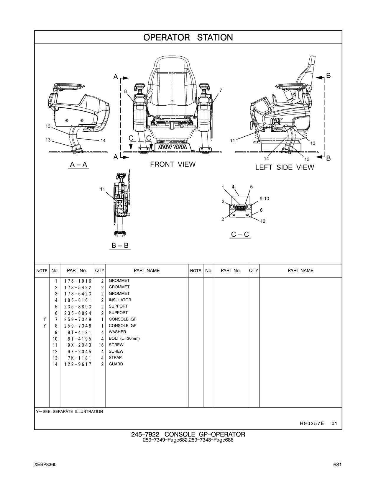 259-7348 CONSOLE GP CAT parts manual diagram