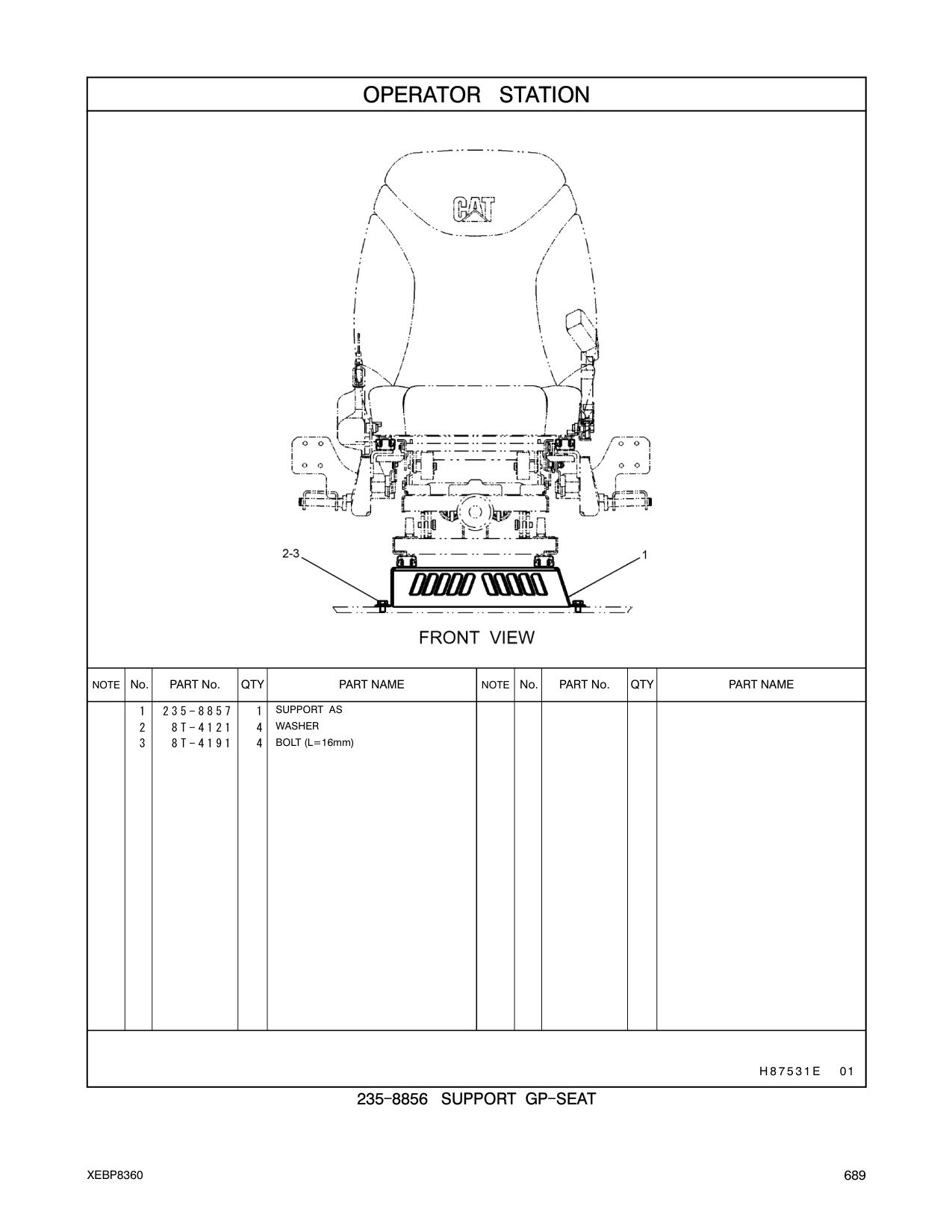 235-8857 SUPPORT AS CAT parts manual diagram