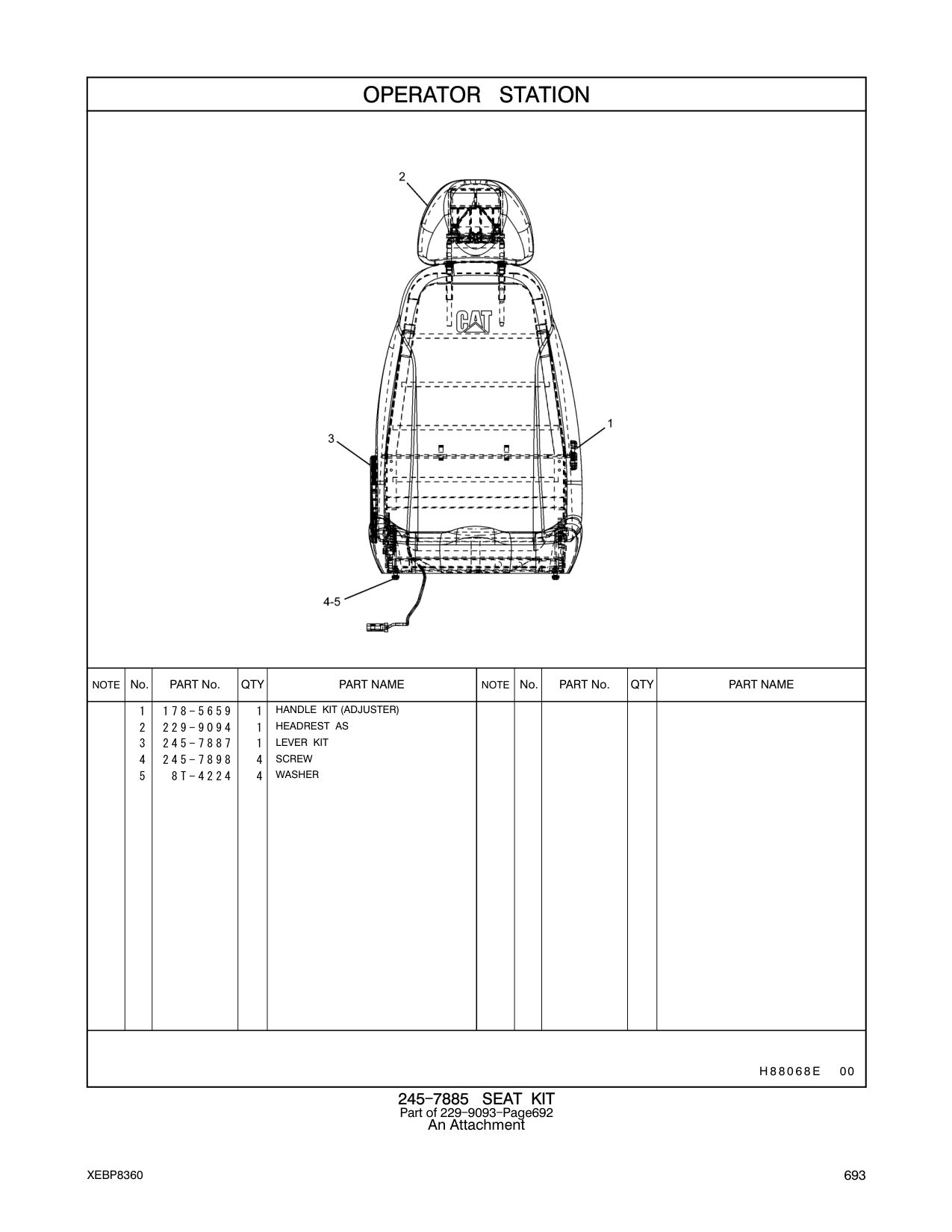 229-9094 HEADREST AS CAT parts manual diagram