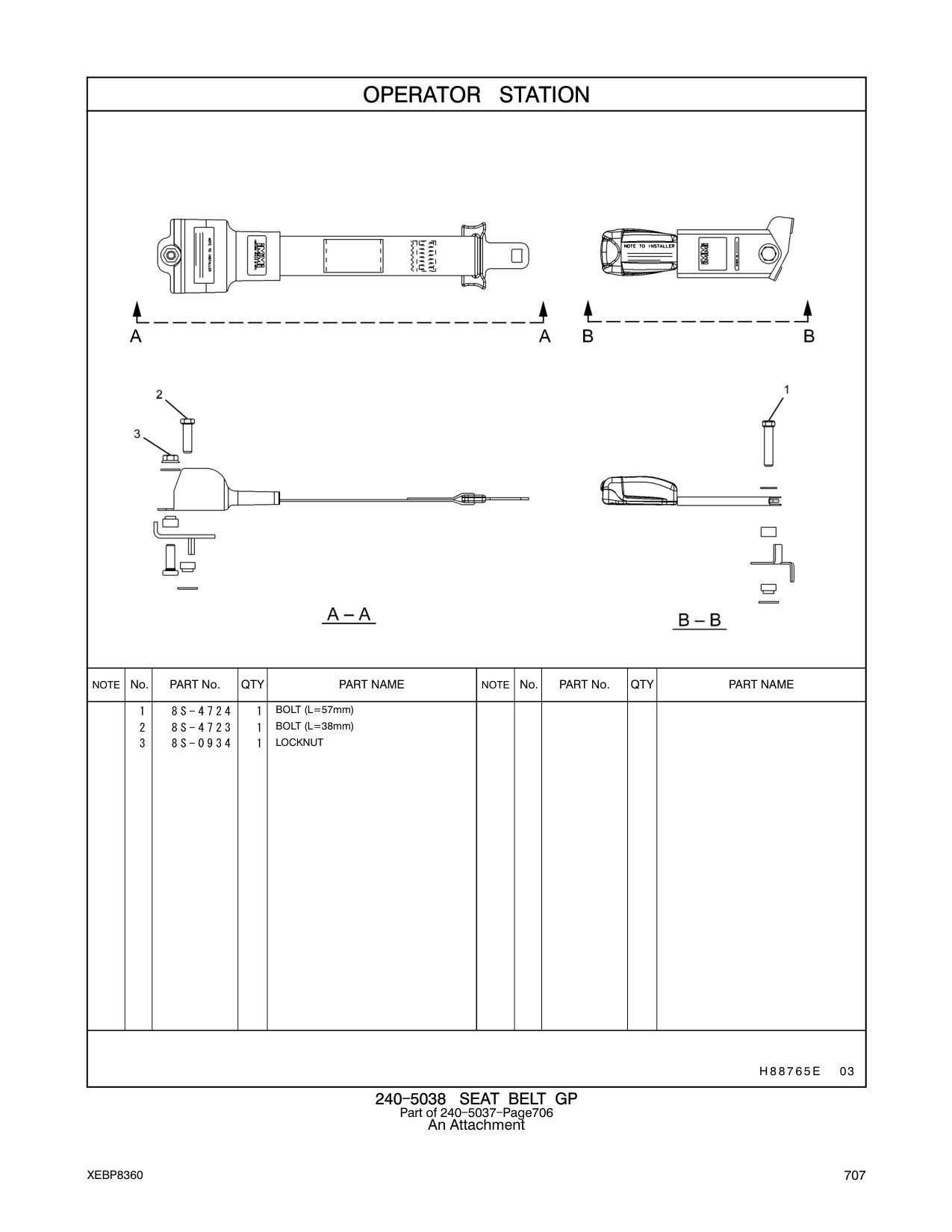 8S-4723 BOLT (L=38mm) CAT parts manual diagram
