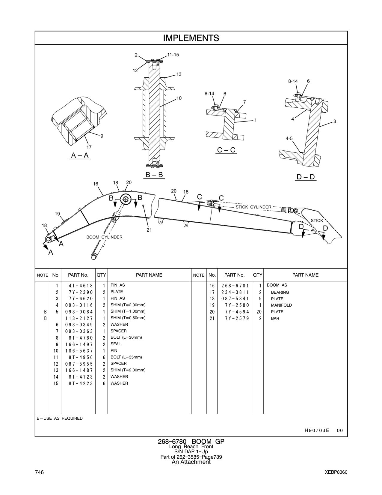 093-0084 SHIM (T=1.00mm) 17 228-5619 2 ޱBEARING CAT parts manual diagram