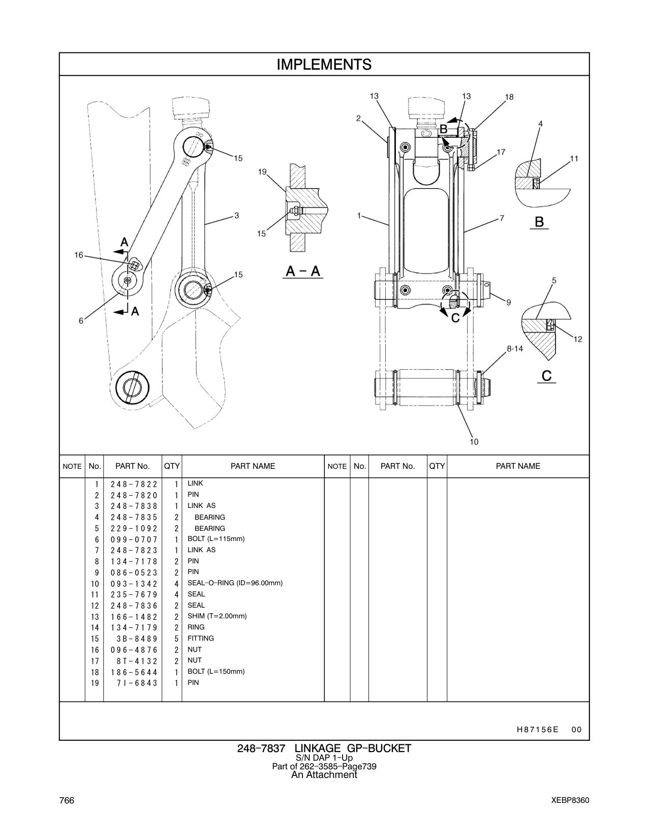 086-0523 PIN CAT parts manual diagram