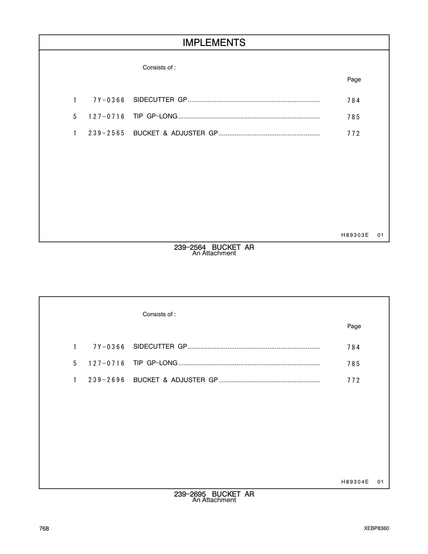 239-2565 BUCKET & ADJUSTER GP CAT parts manual diagram