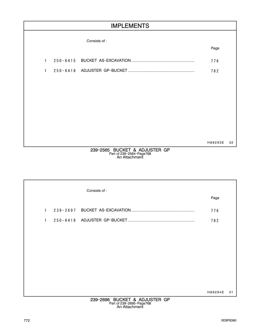 250-6415 BUCKET AS-EXCAVATION CAT parts manual diagram