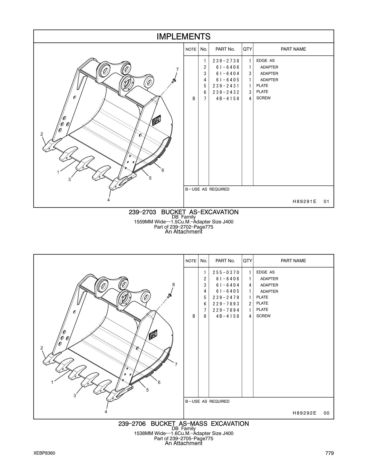 239-2738 EDGE AS CAT parts manual diagram