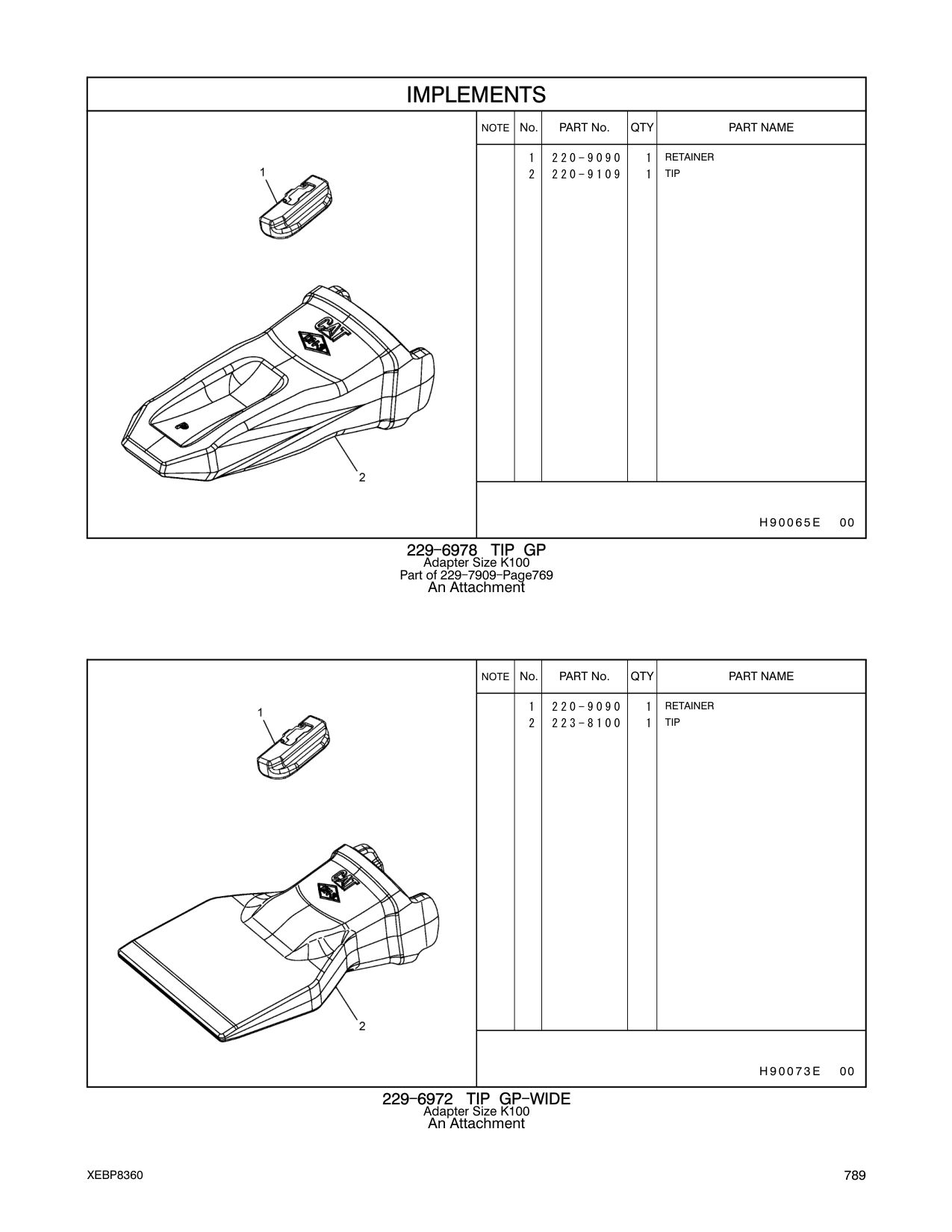 220-9109 TIP CAT parts manual diagram