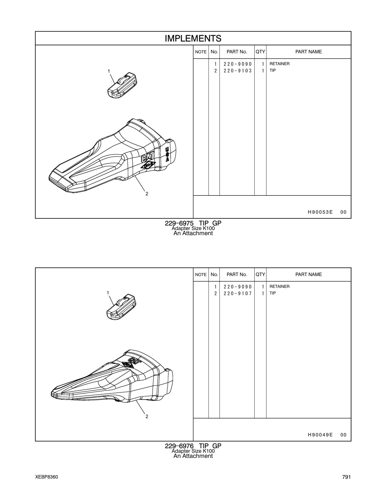 220-9107 TIP CAT parts manual diagram