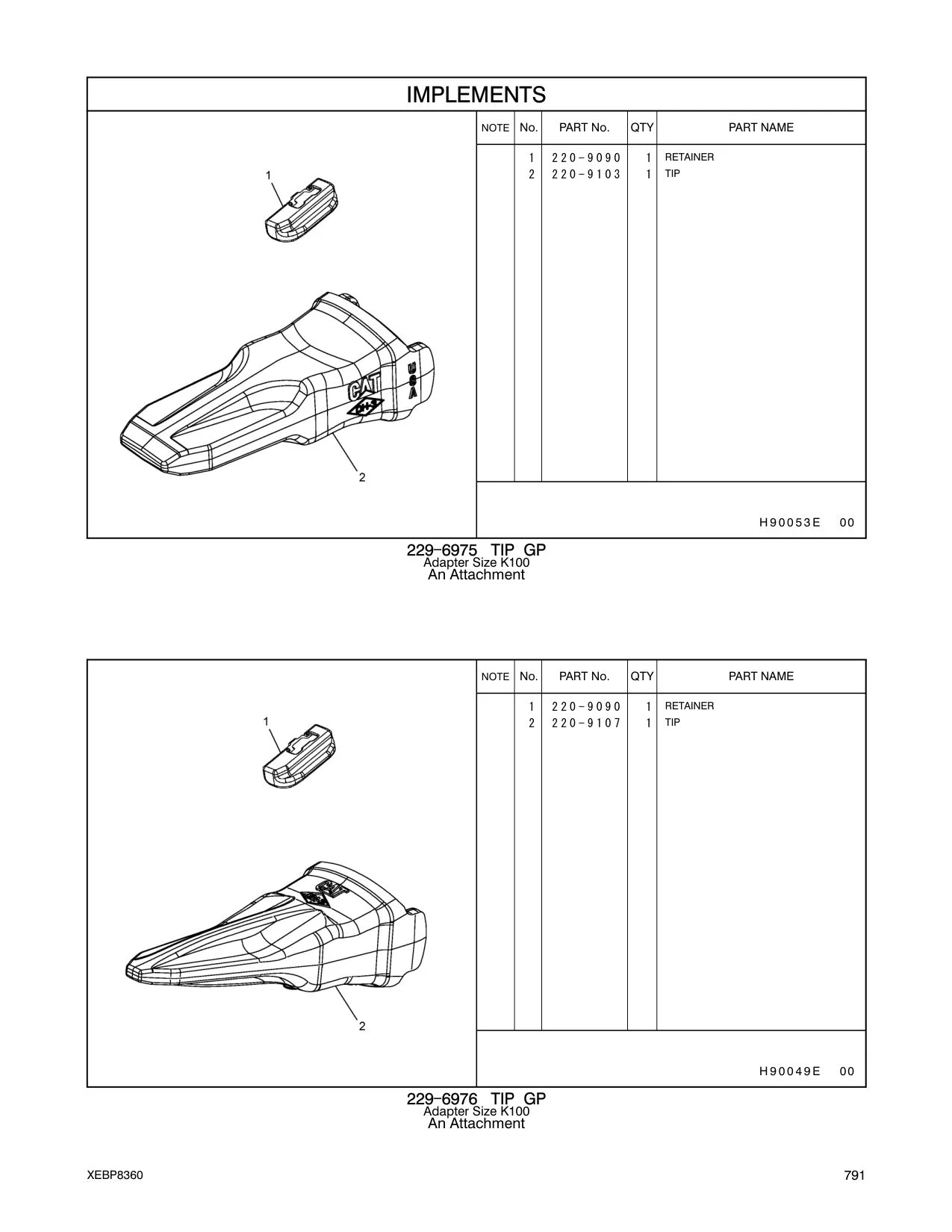 220-9103 TIP CAT parts manual diagram